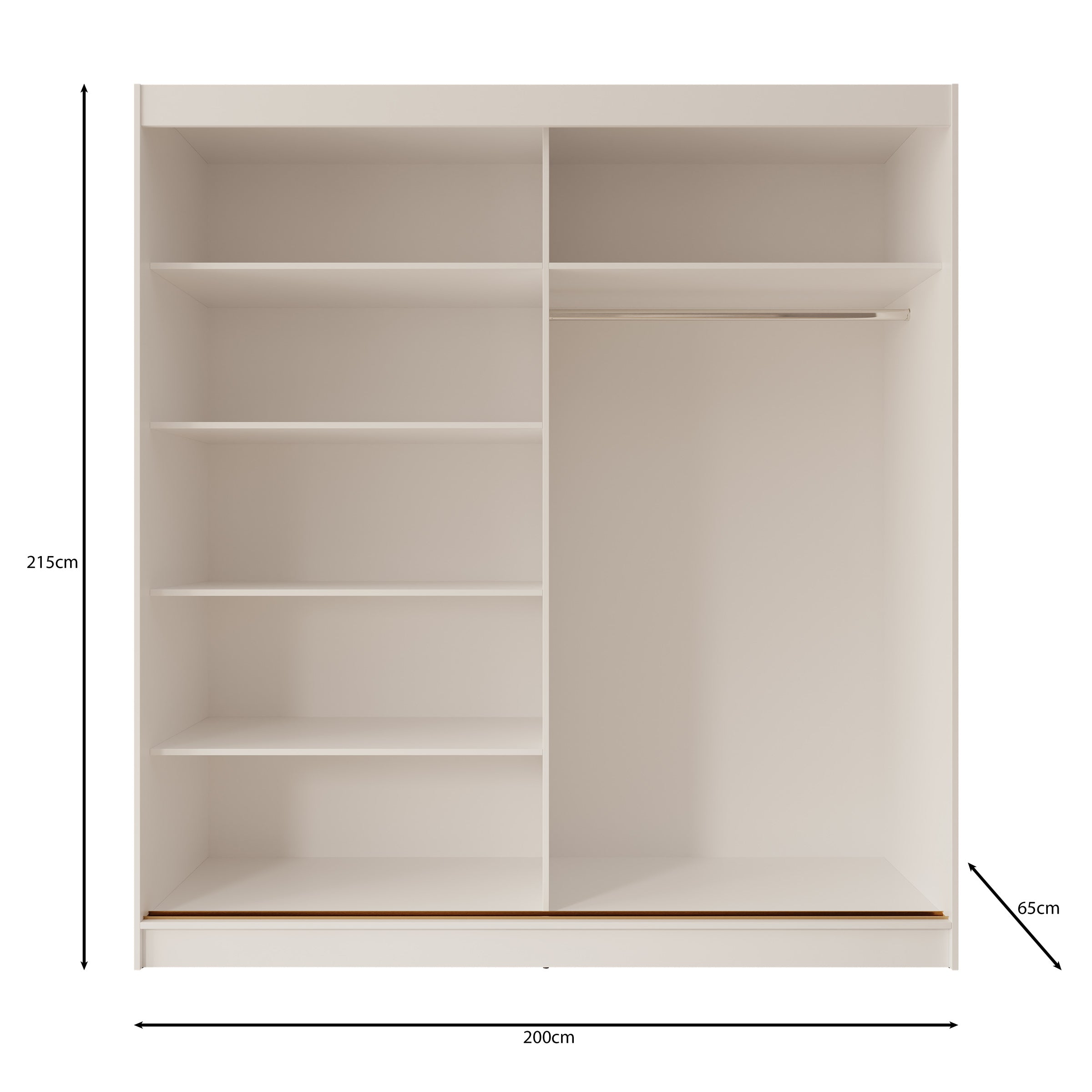 Moniq - Kledingkast met schuifdeuren - Wit - 200x65x215 cm