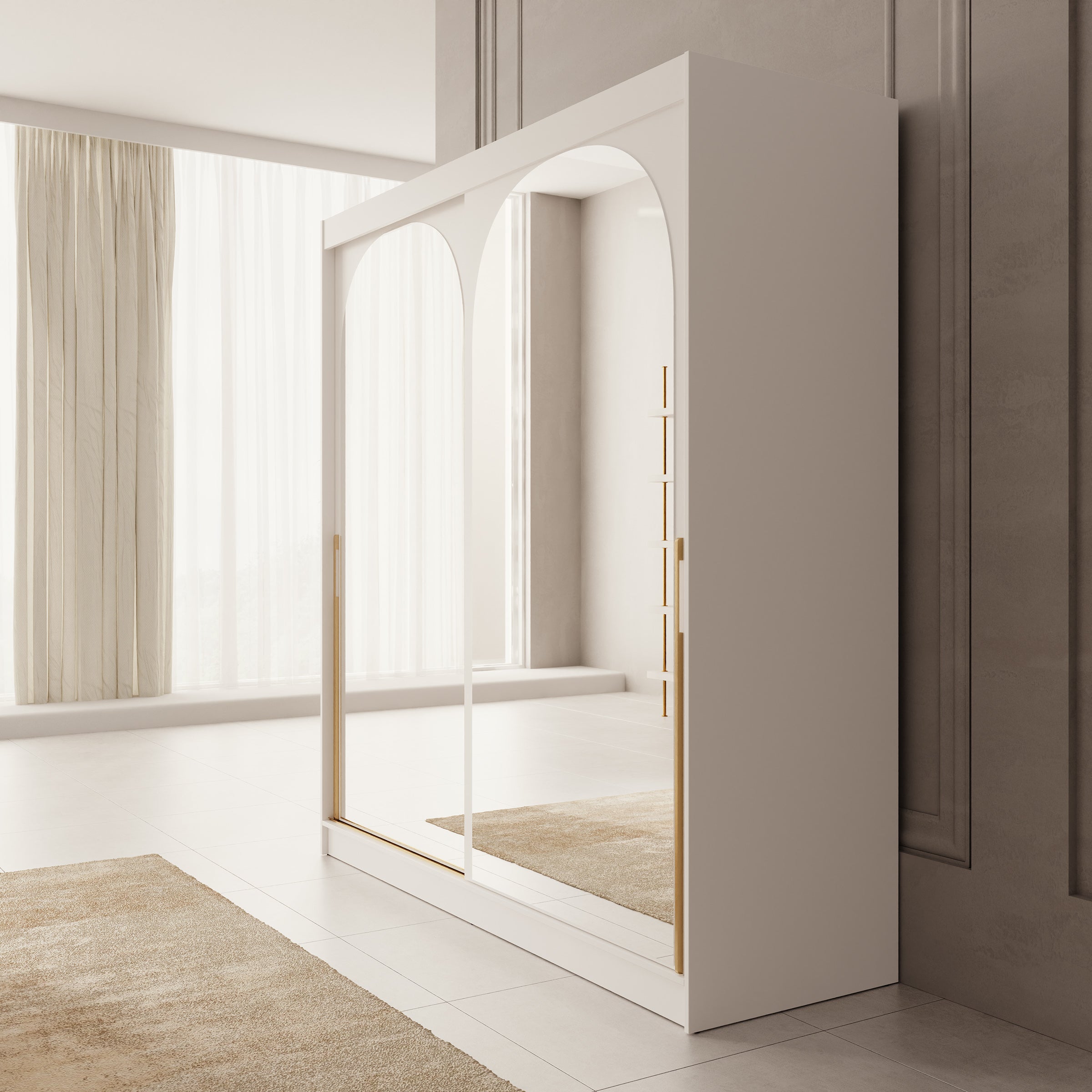 Moniq - Kledingkast met schuifdeuren - Wit - 200x65x215 cm