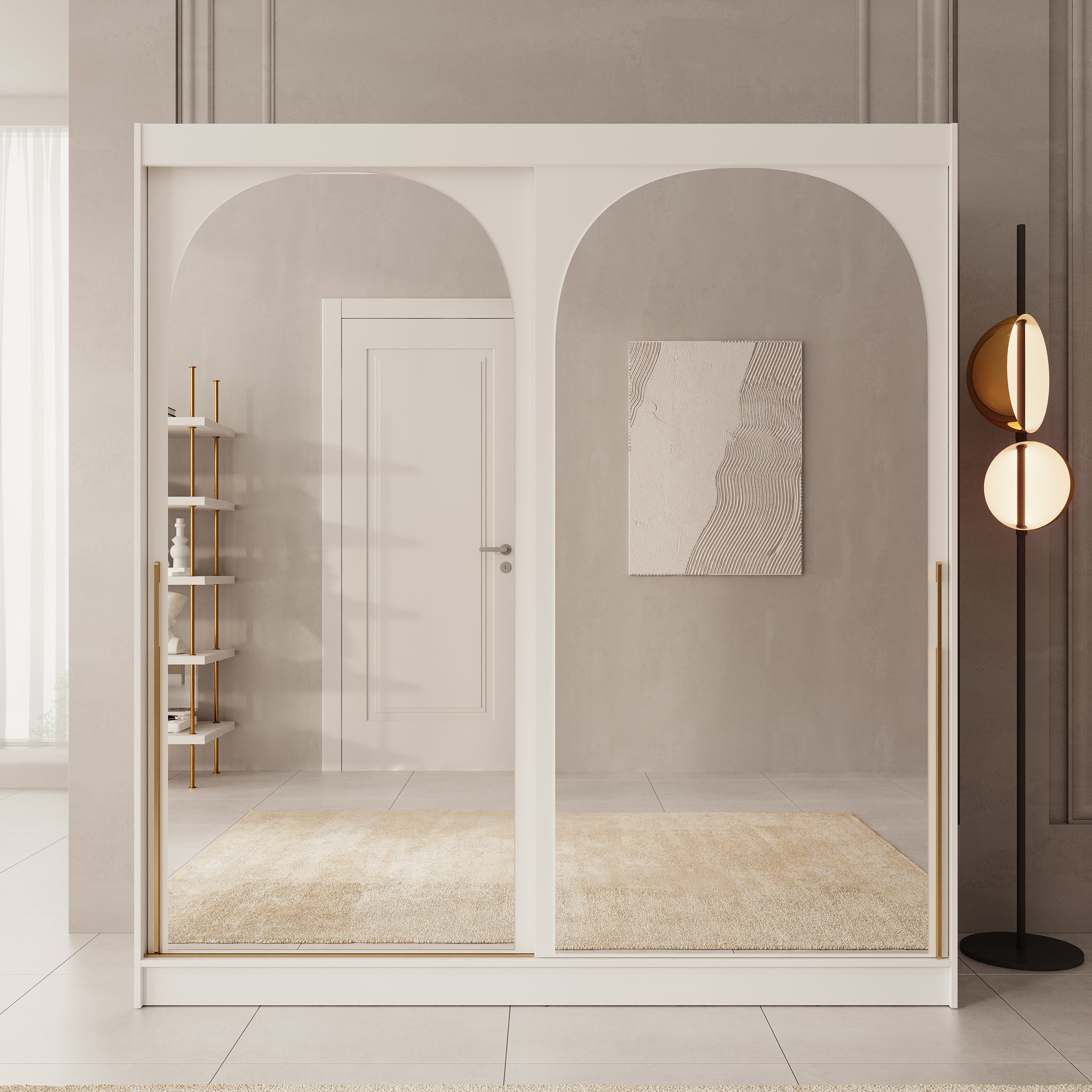 Moniq - Kledingkast met schuifdeuren - Wit - 200x65x215 cm