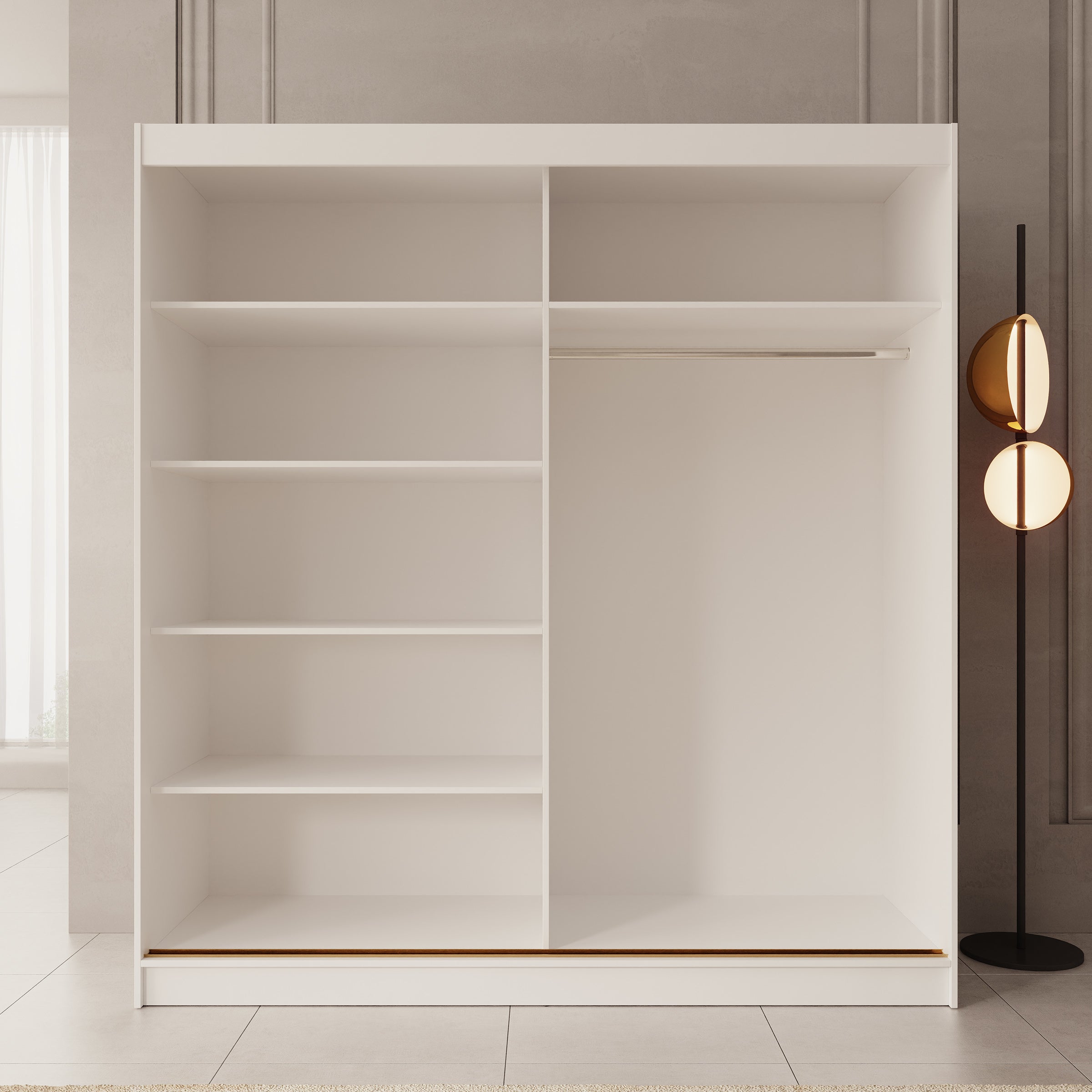 Moniq - Kledingkast met schuifdeuren - Wit - 200x65x215 cm