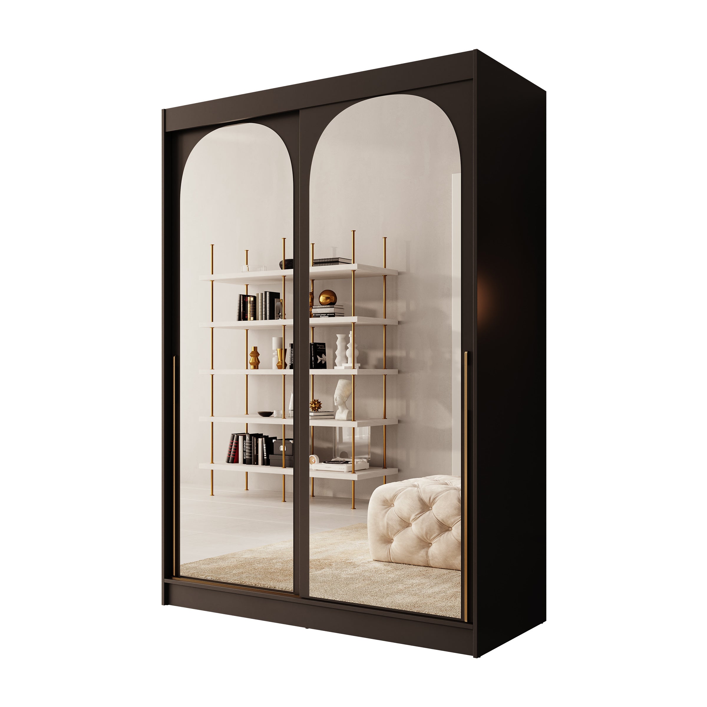 Moniq - Kledingkast met schuifdeuren - Zwart - 150x65x215 cm
