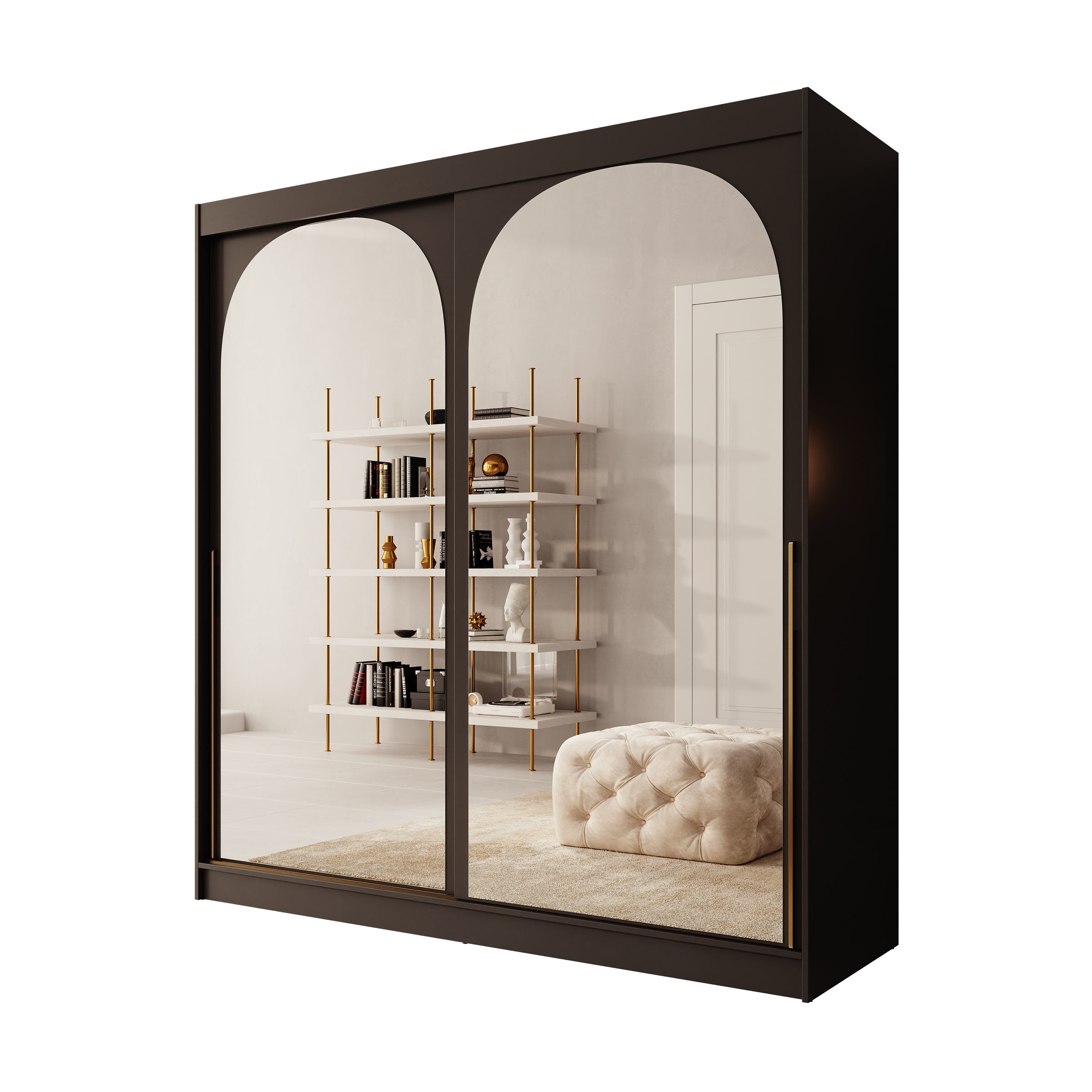 Moniq - Kledingkast met schuifdeuren - Zwart - 200x65x215 cm