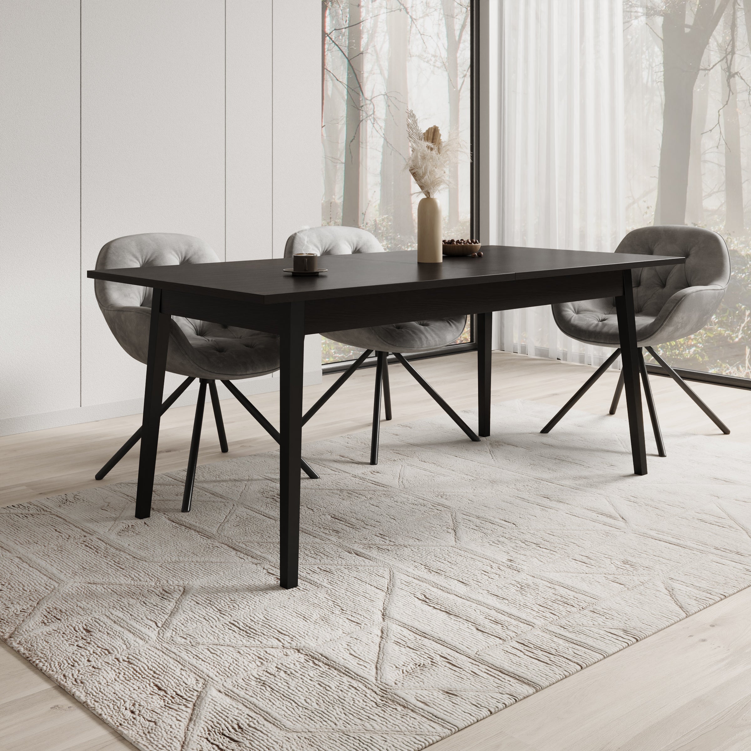 Monor - Eetkamertafel - Zwart - 220x90x76 cm