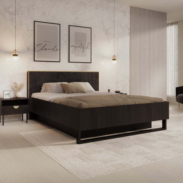 Monor - Tweepersoonsbed met opbergruimte - Zwart - 160x200 cm