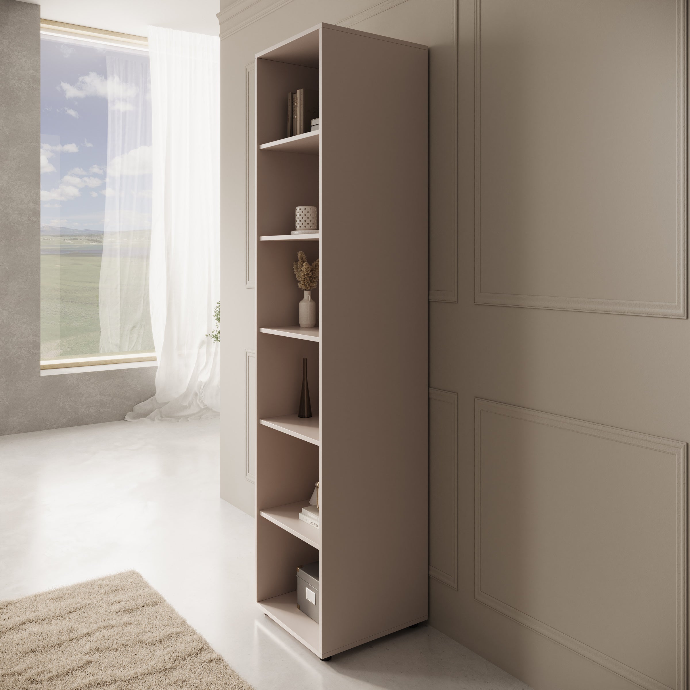 Montalo - Boekenkast - Beige - 45x45x206 cm