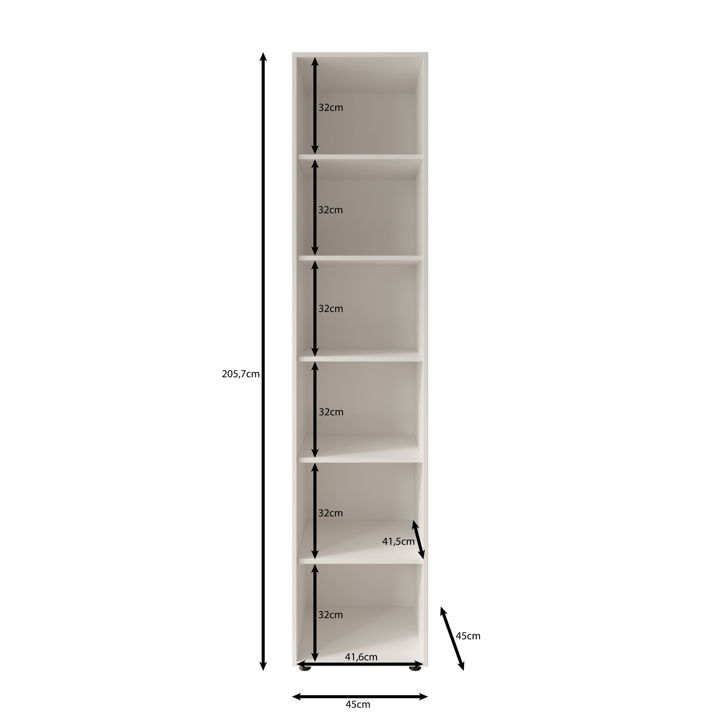 Montalo - Boekenkast - Wit - 45x45x206 cm