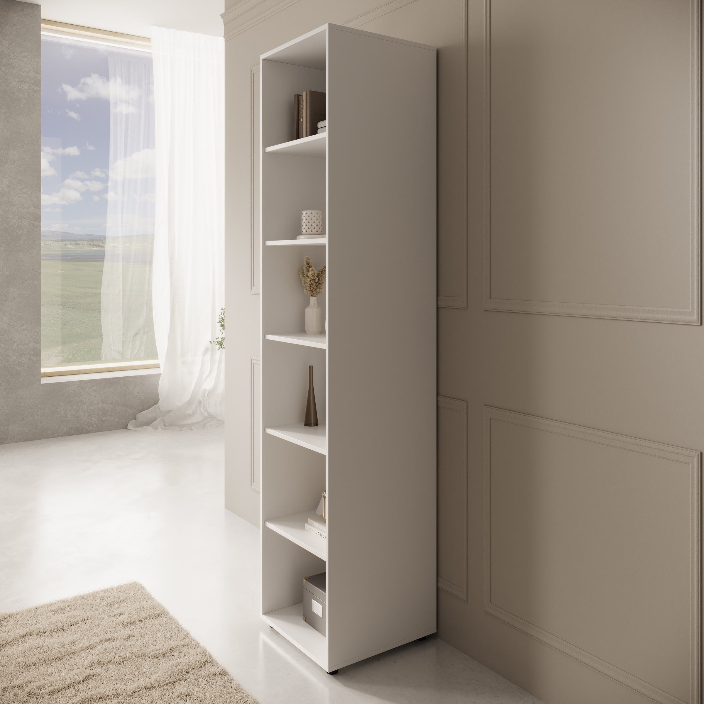 Montalo - Boekenkast - Wit - 45x45x206 cm