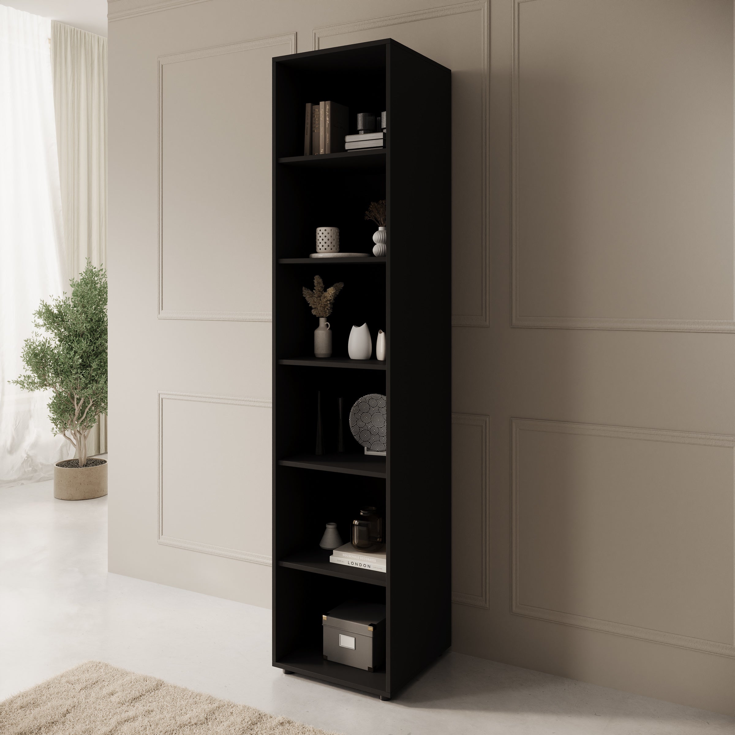 Montalo - Boekenkast - Zwart - 45x45x206 cm