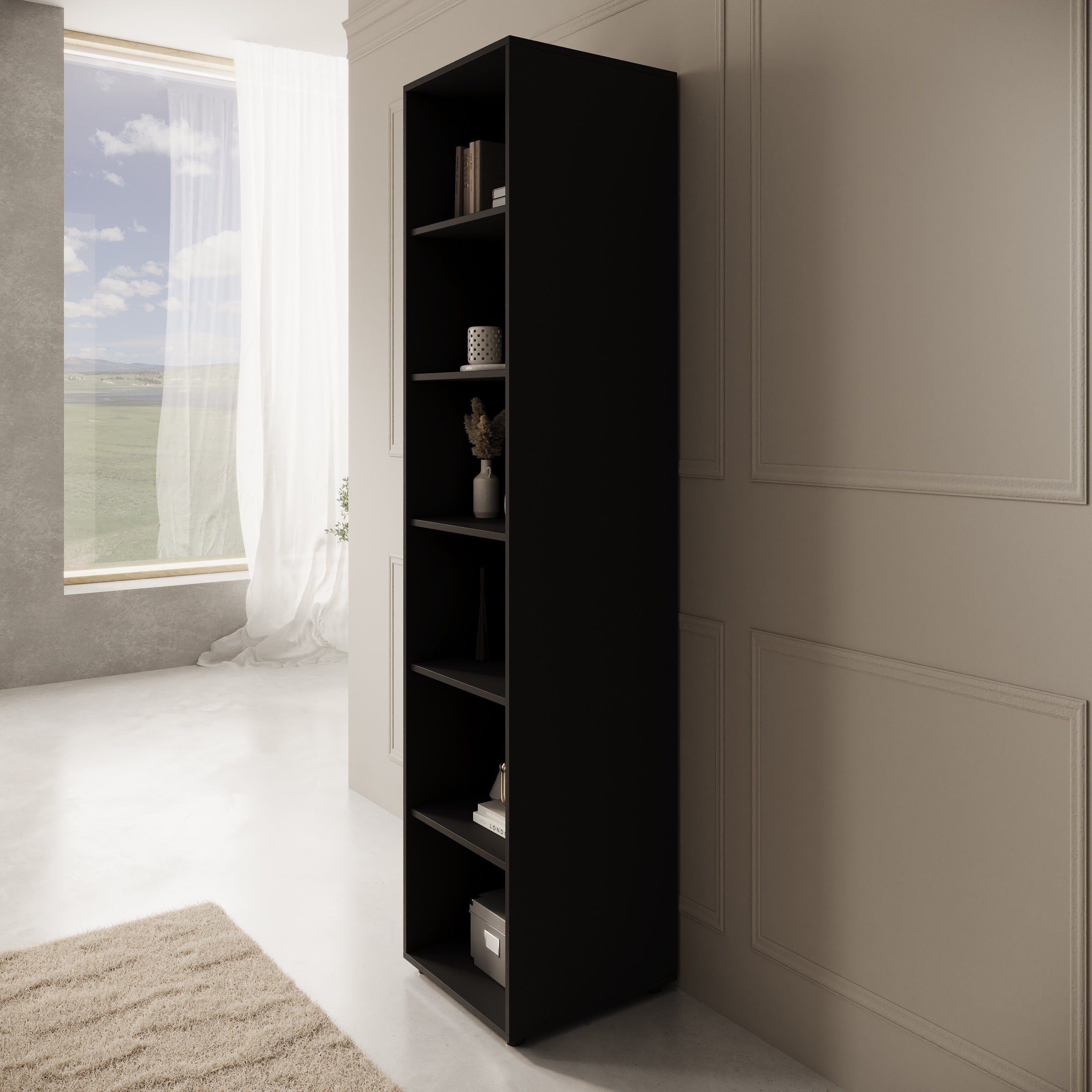 Montalo - Boekenkast - Zwart - 45x45x206 cm