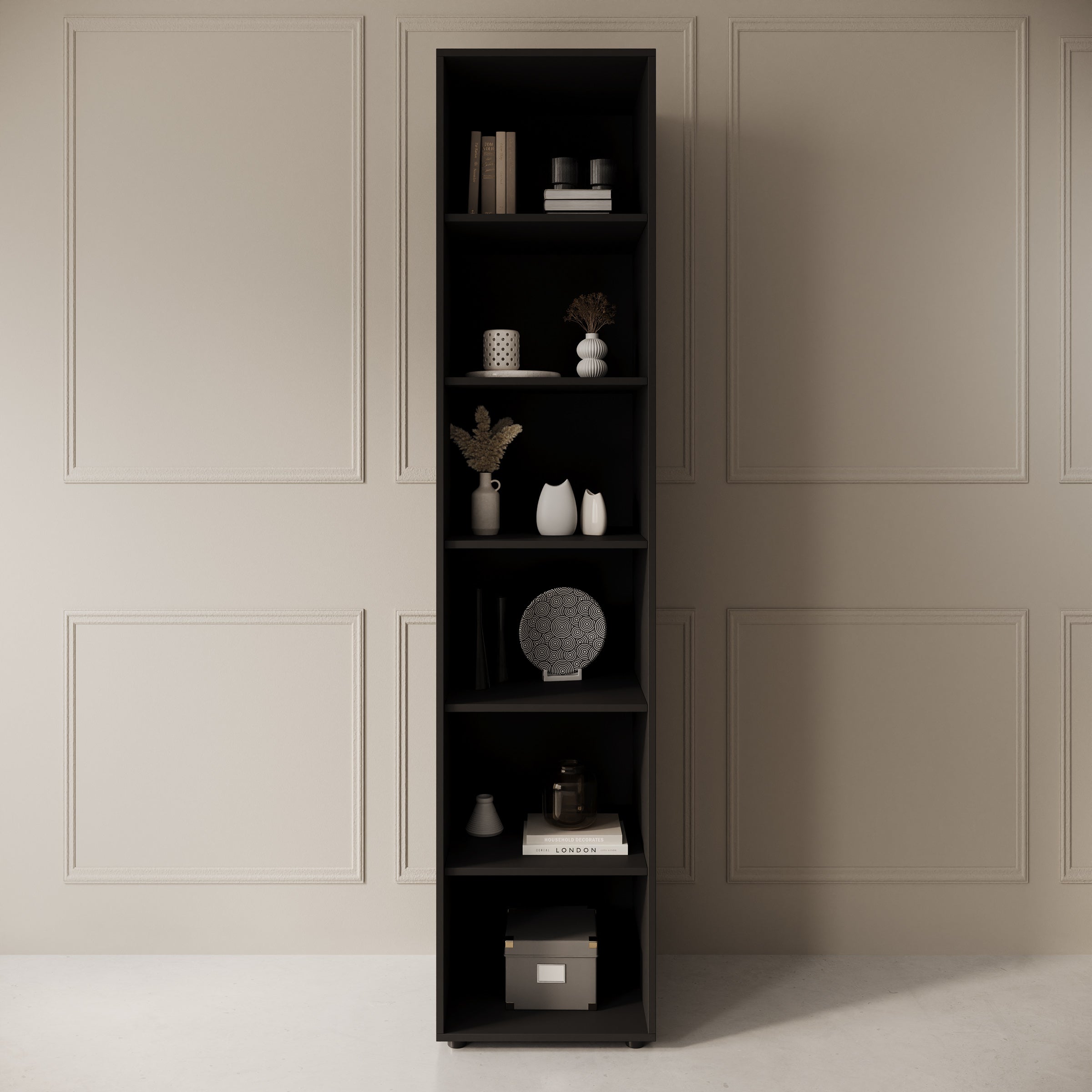 Montalo - Boekenkast - Zwart - 45x45x206 cm