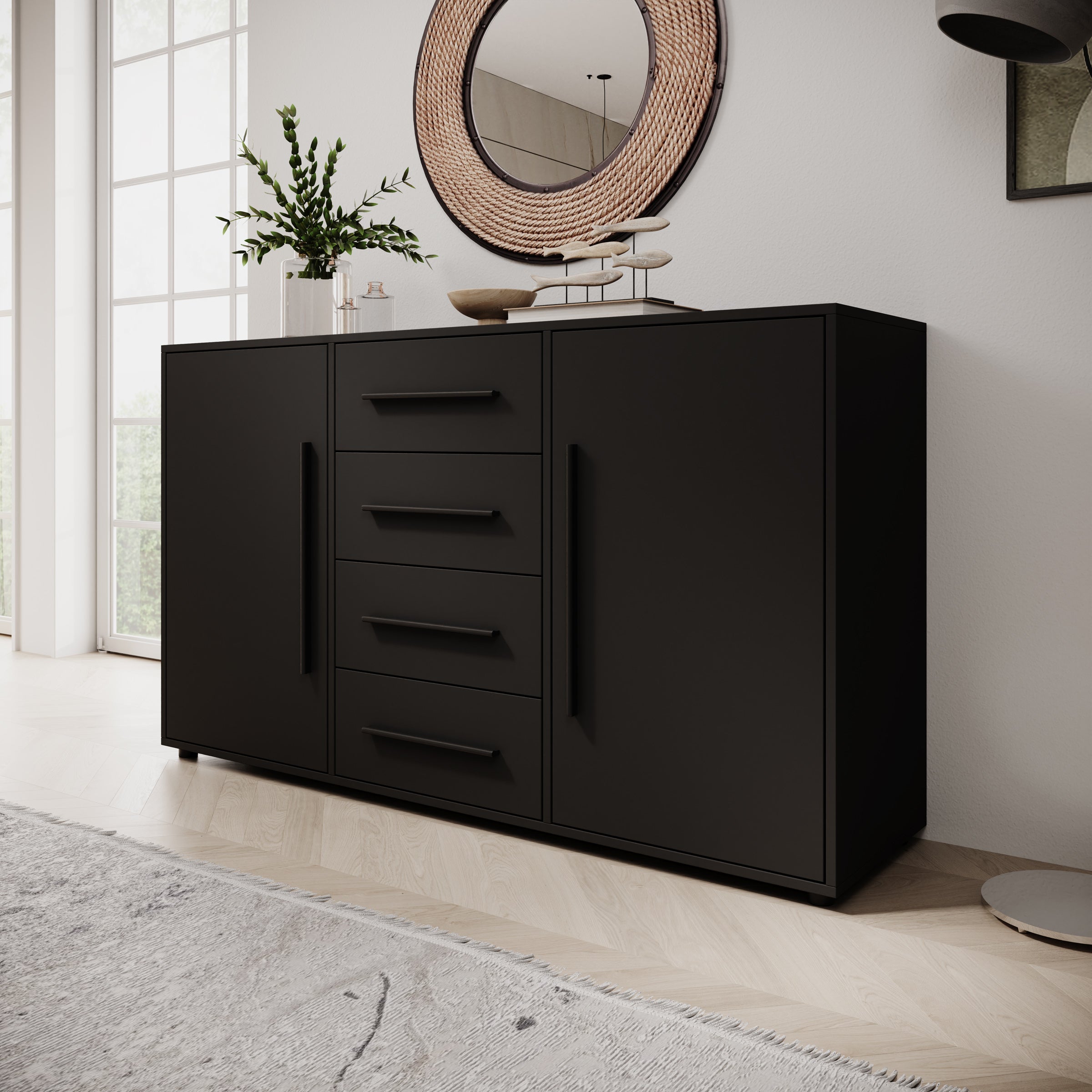 Montalo - Dressoir - Zwart - 150x40x87 cm