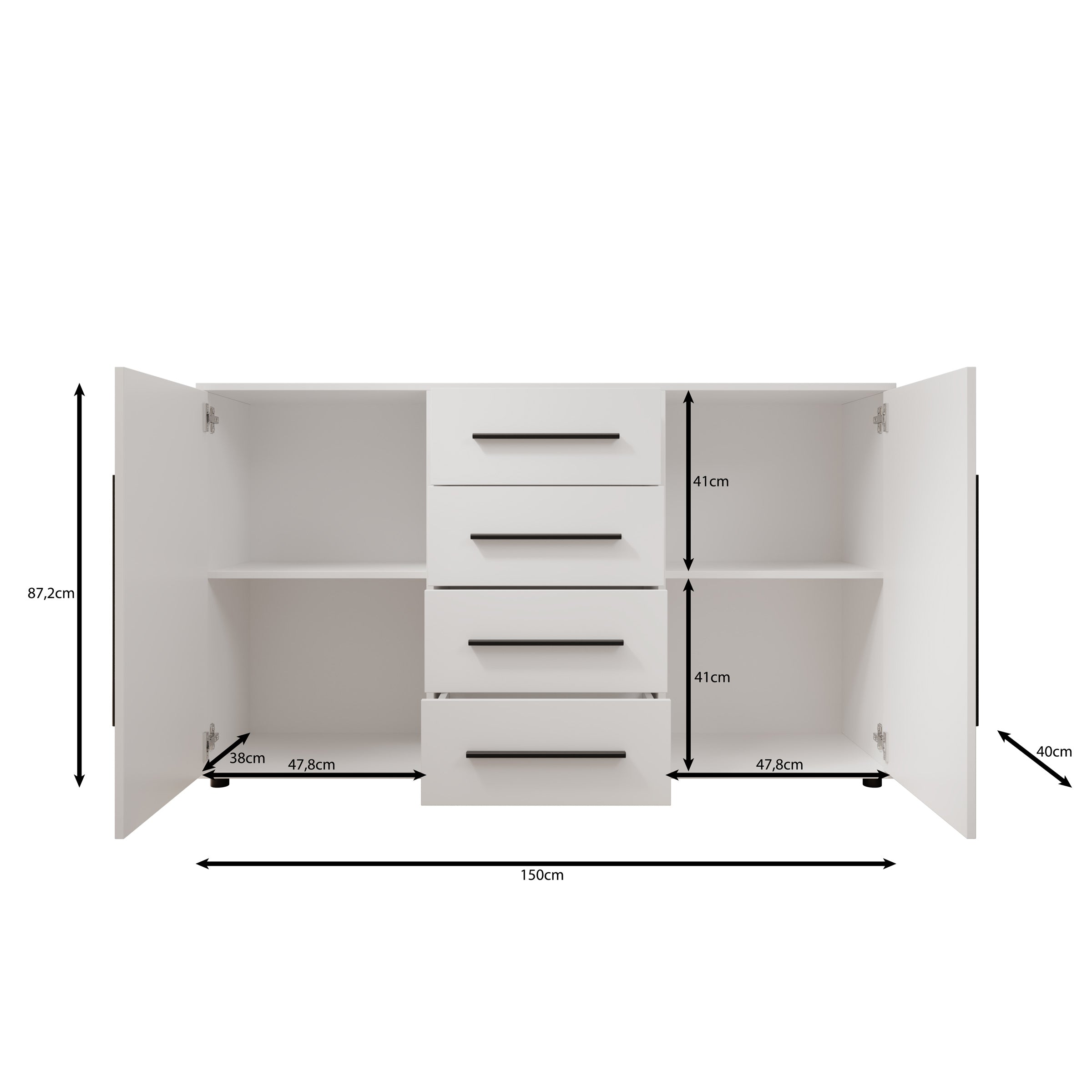 Montalo - Dressoir - Zwart - 150x40x87 cm