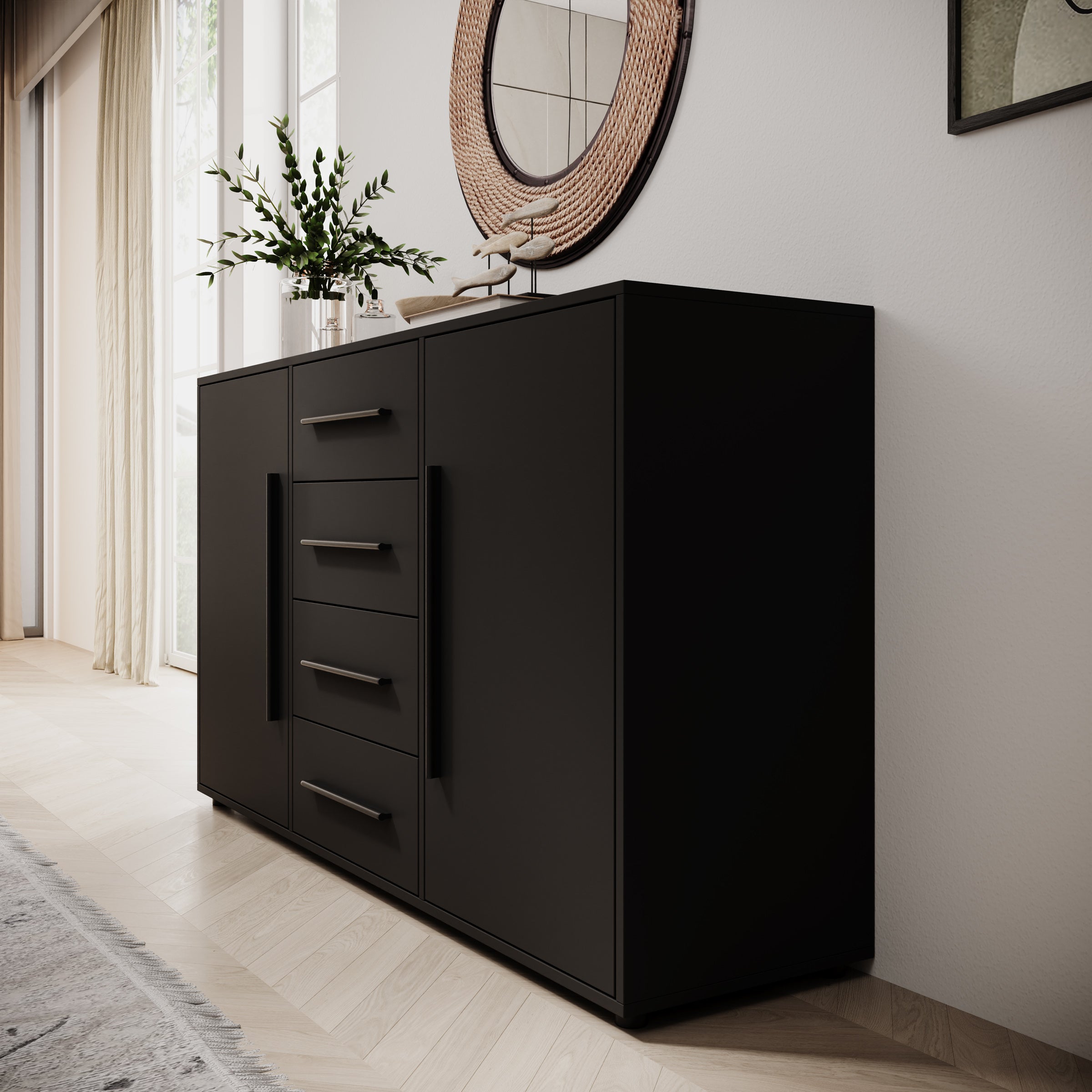 Montalo - Dressoir - Zwart - 150x40x87 cm