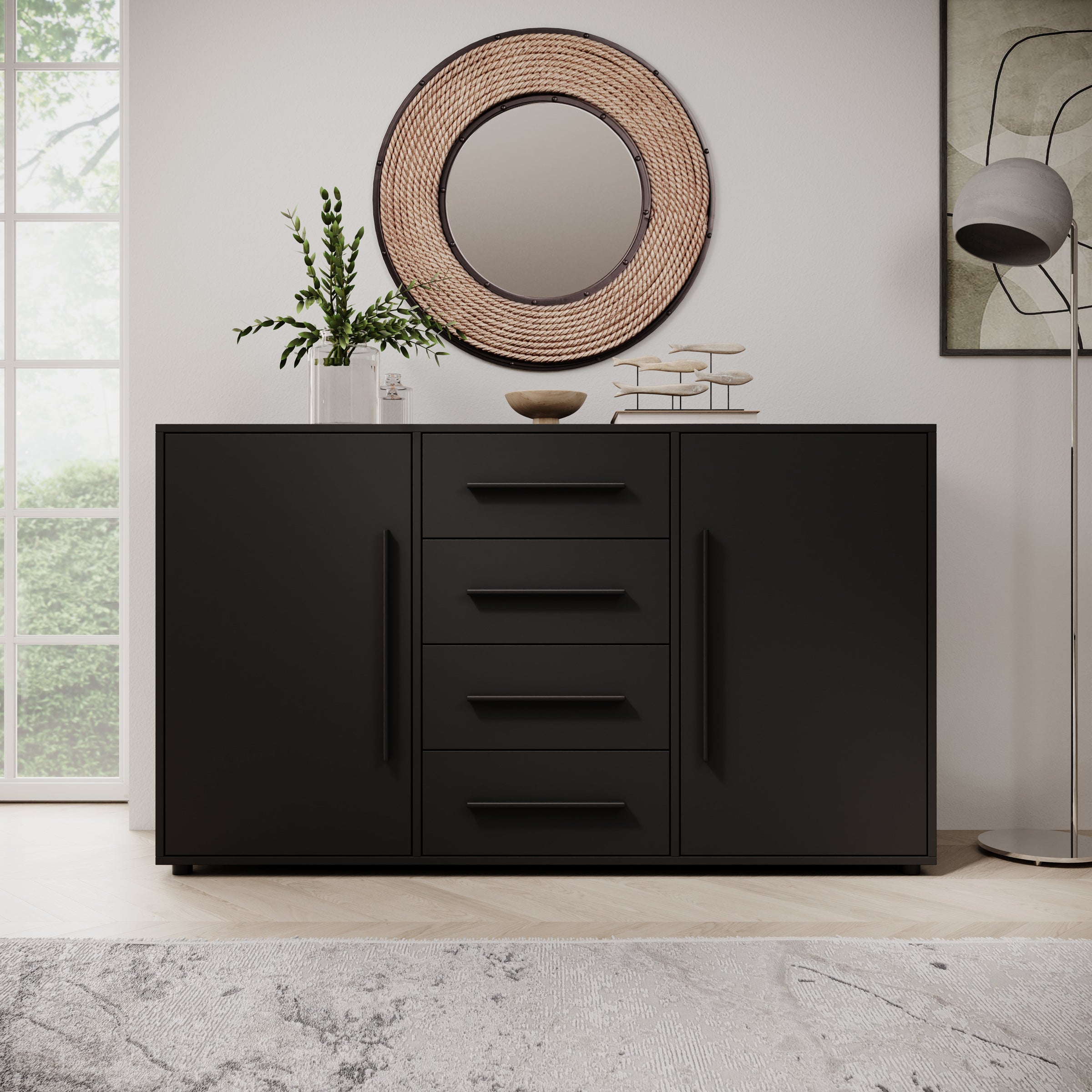 Montalo - Dressoir - Zwart - 150x40x87 cm