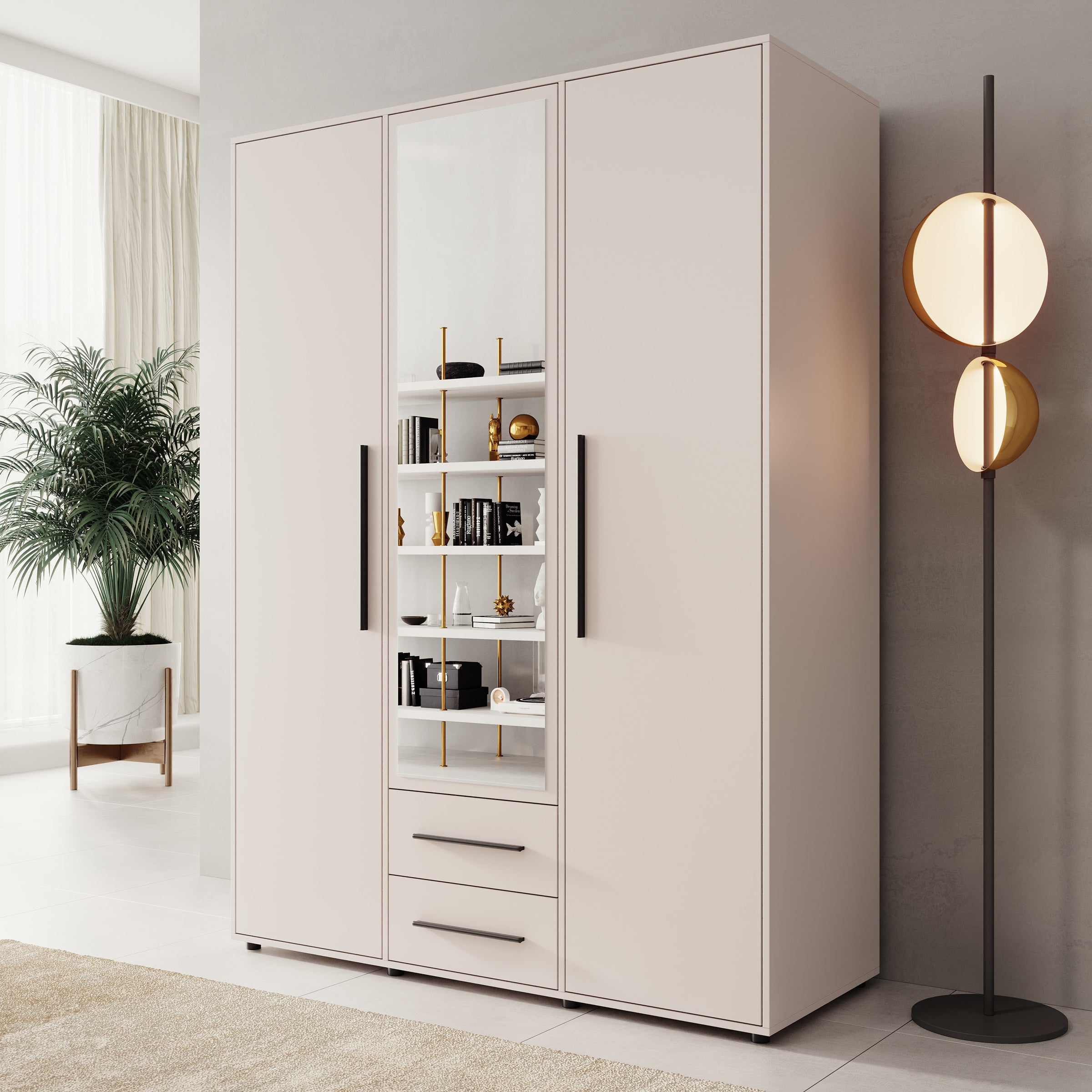 Montalo - Kledingkast 3-deurs - Beige - 150x59x206 cm