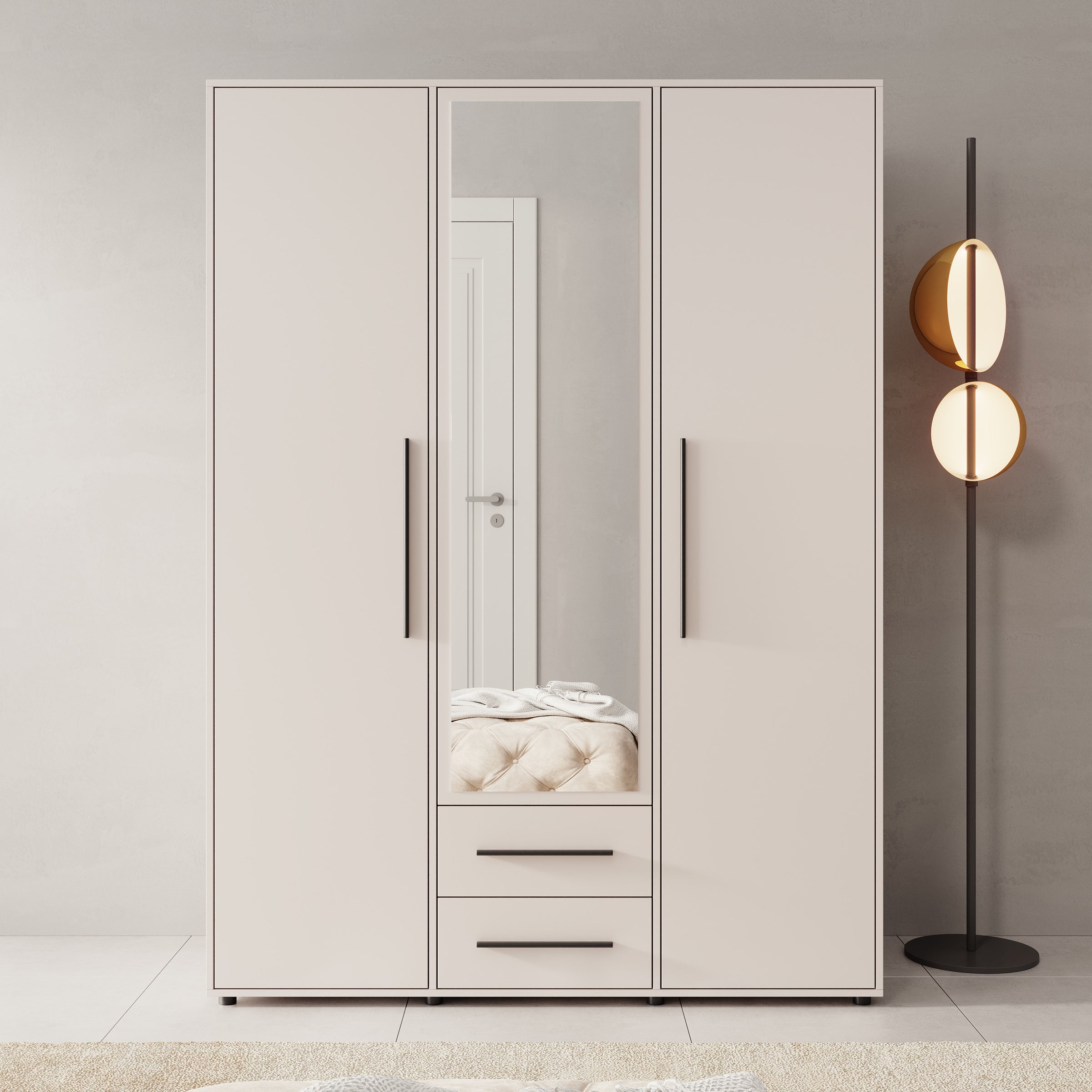 Montalo - Kledingkast 3-deurs - Beige - 150x59x206 cm