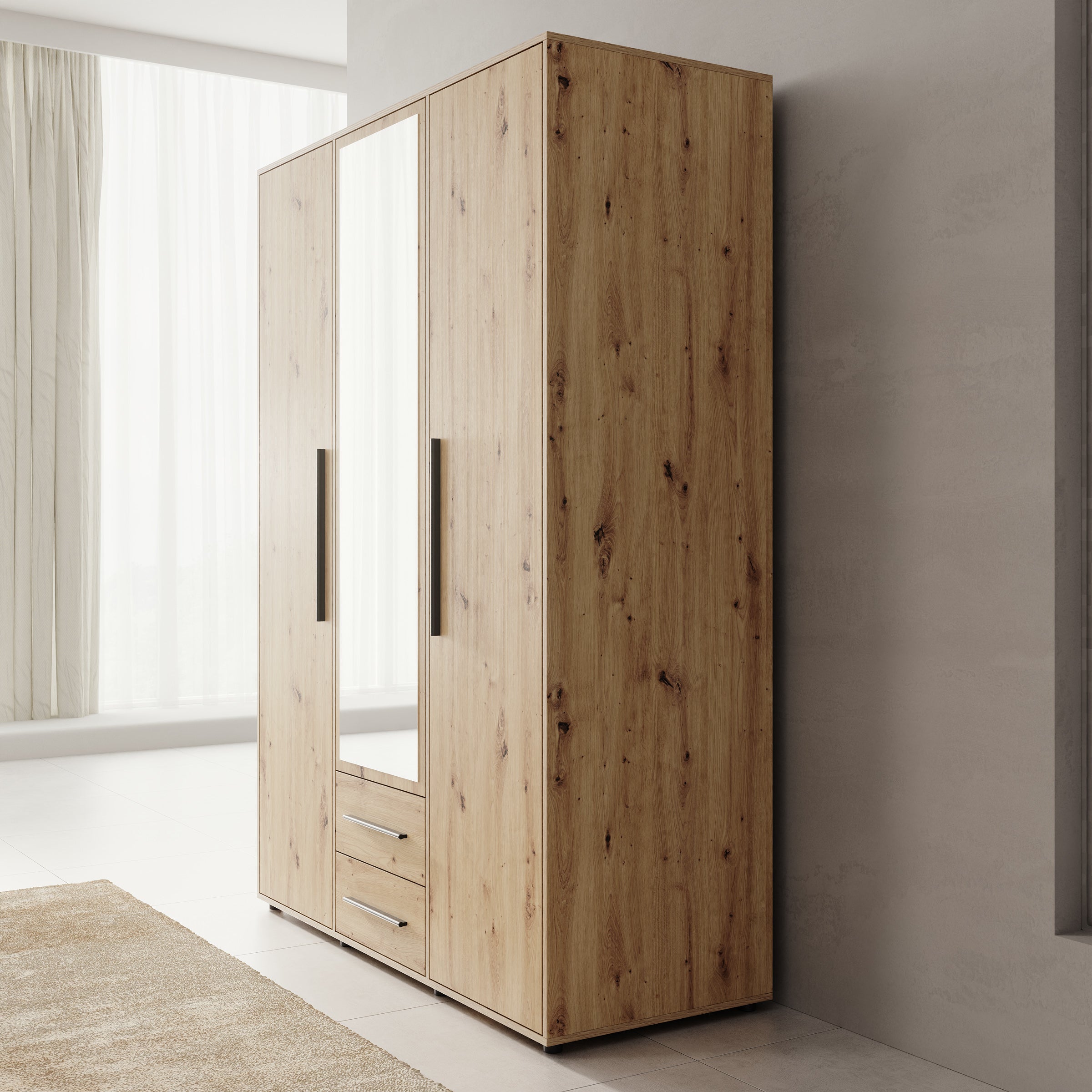 Montalo - Kledingkast 3-deurs - Eikenpatroon - 150x59x206 cm
