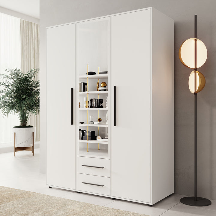 Montalo - Kledingkast 3-deurs - Wit - 150x59x206 cm