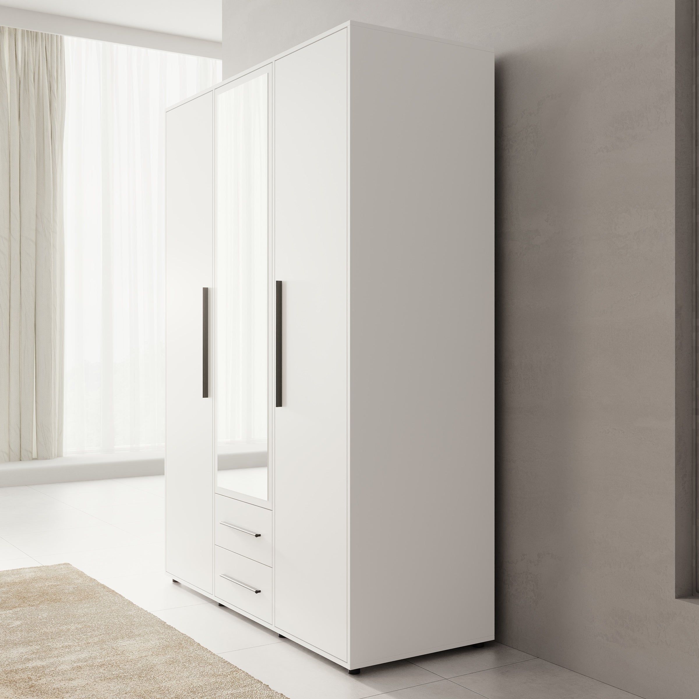 Montalo - Kledingkast 3-deurs - Wit - 150x59x206 cm