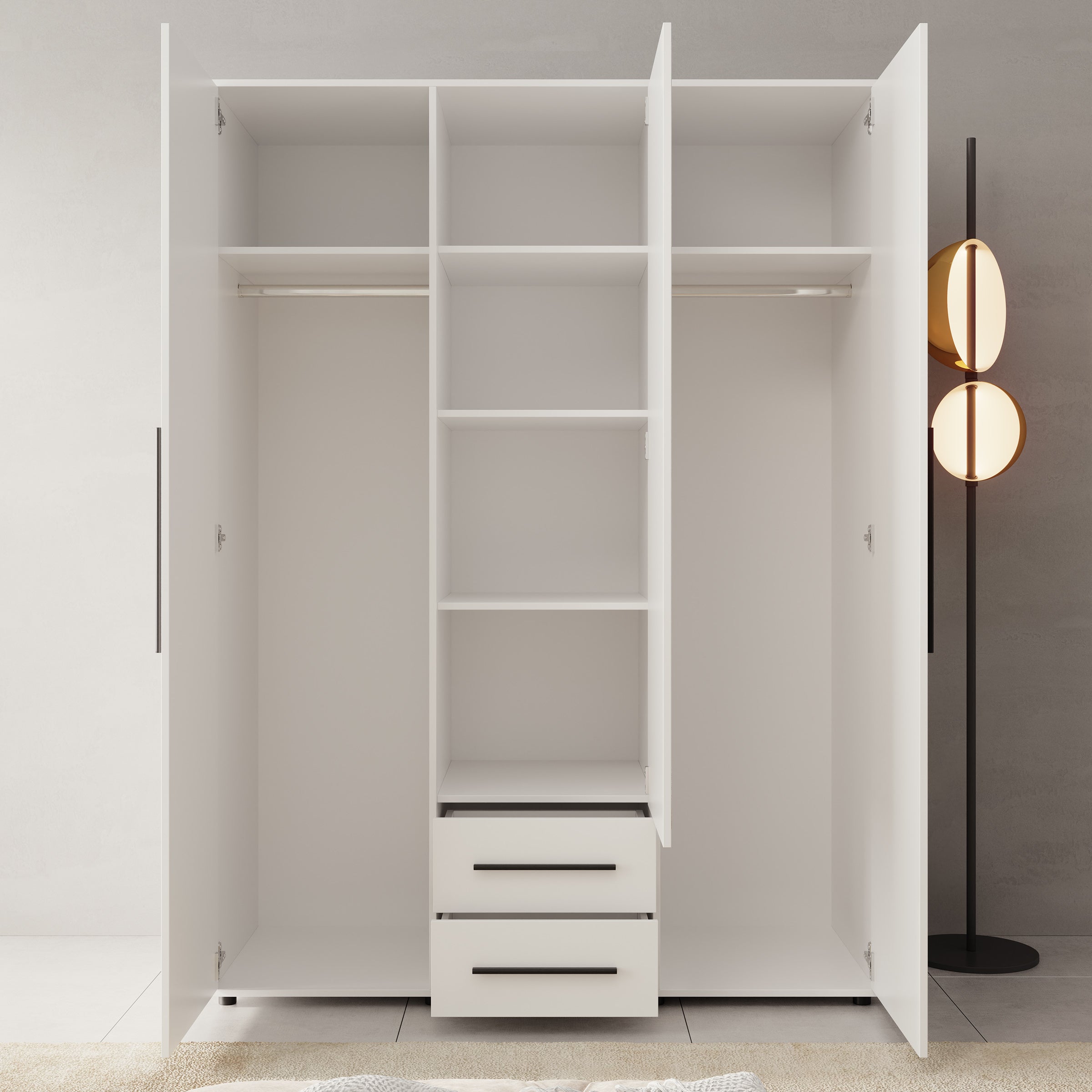 Montalo - Kledingkast 3-deurs - Wit - 150x59x206 cm
