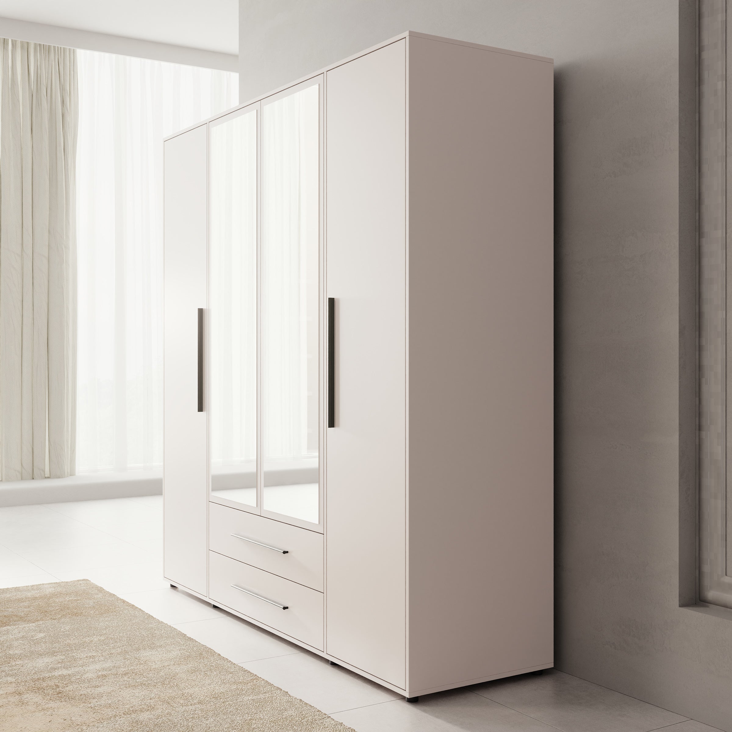 Montalo - Kledingkast 4-deurs - Beige - 198x59x206 cm