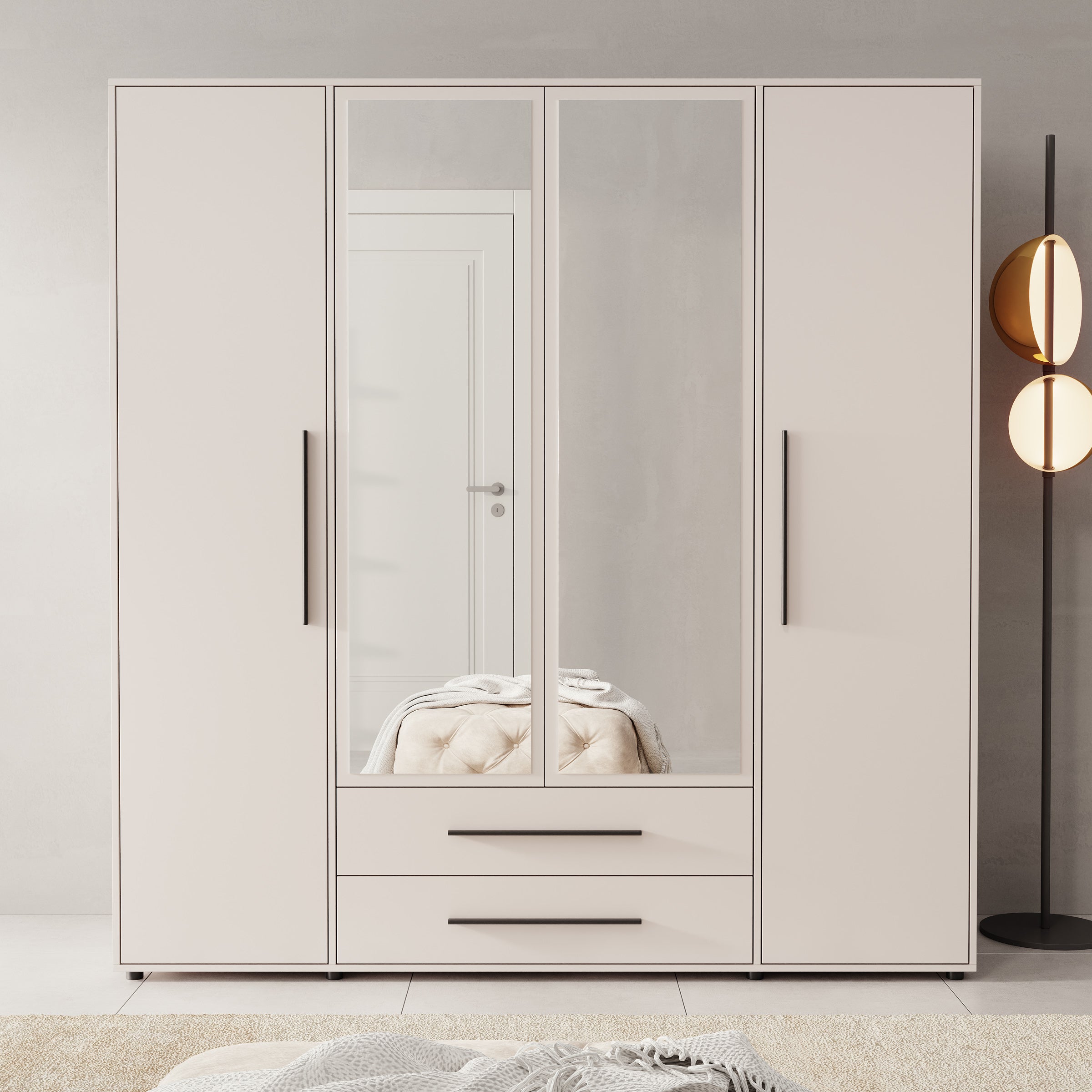 Montalo - Kledingkast 4-deurs - Beige - 198x59x206 cm