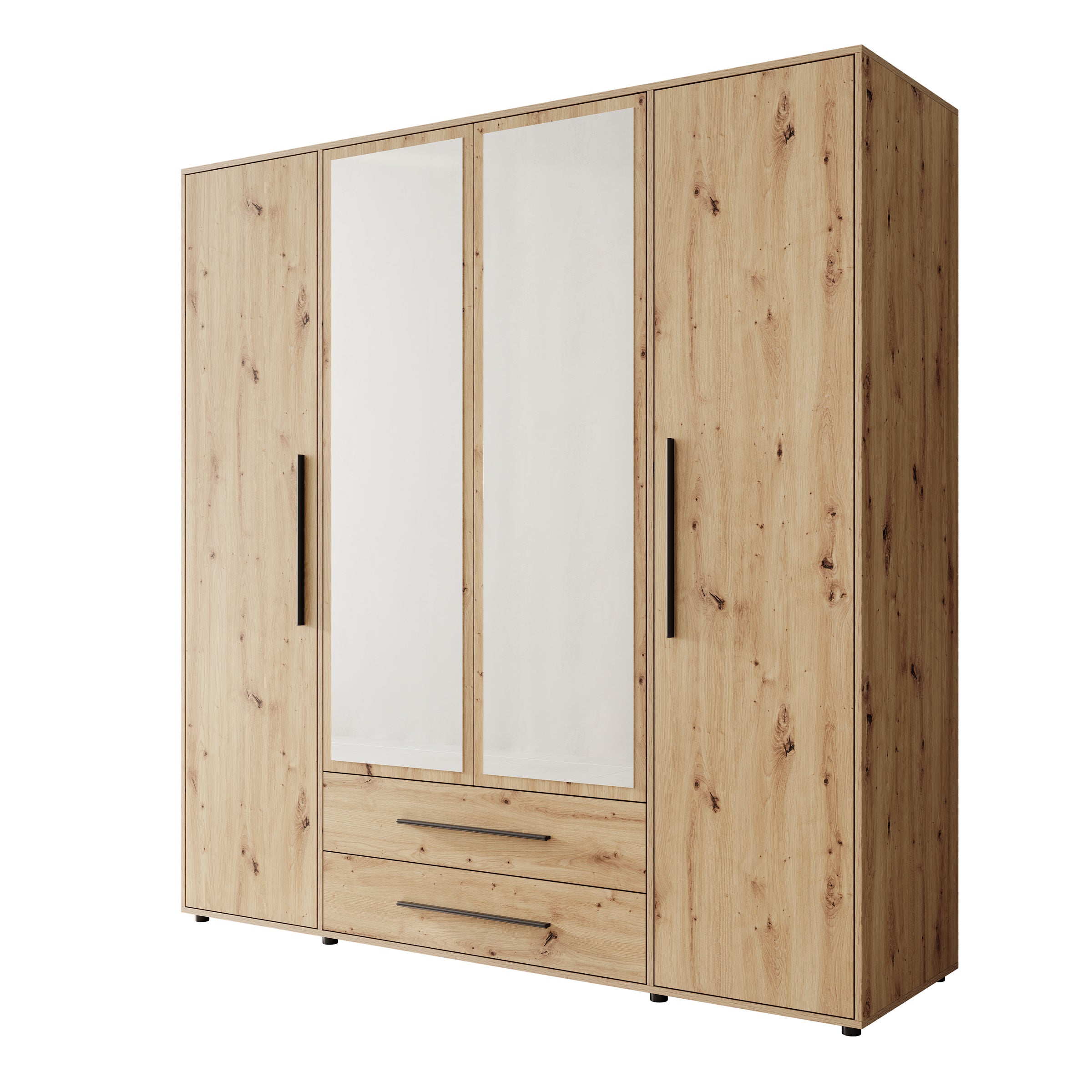 Montalo - Kledingkast 4-deurs - Eikenpatroon - 198x59x206 cm