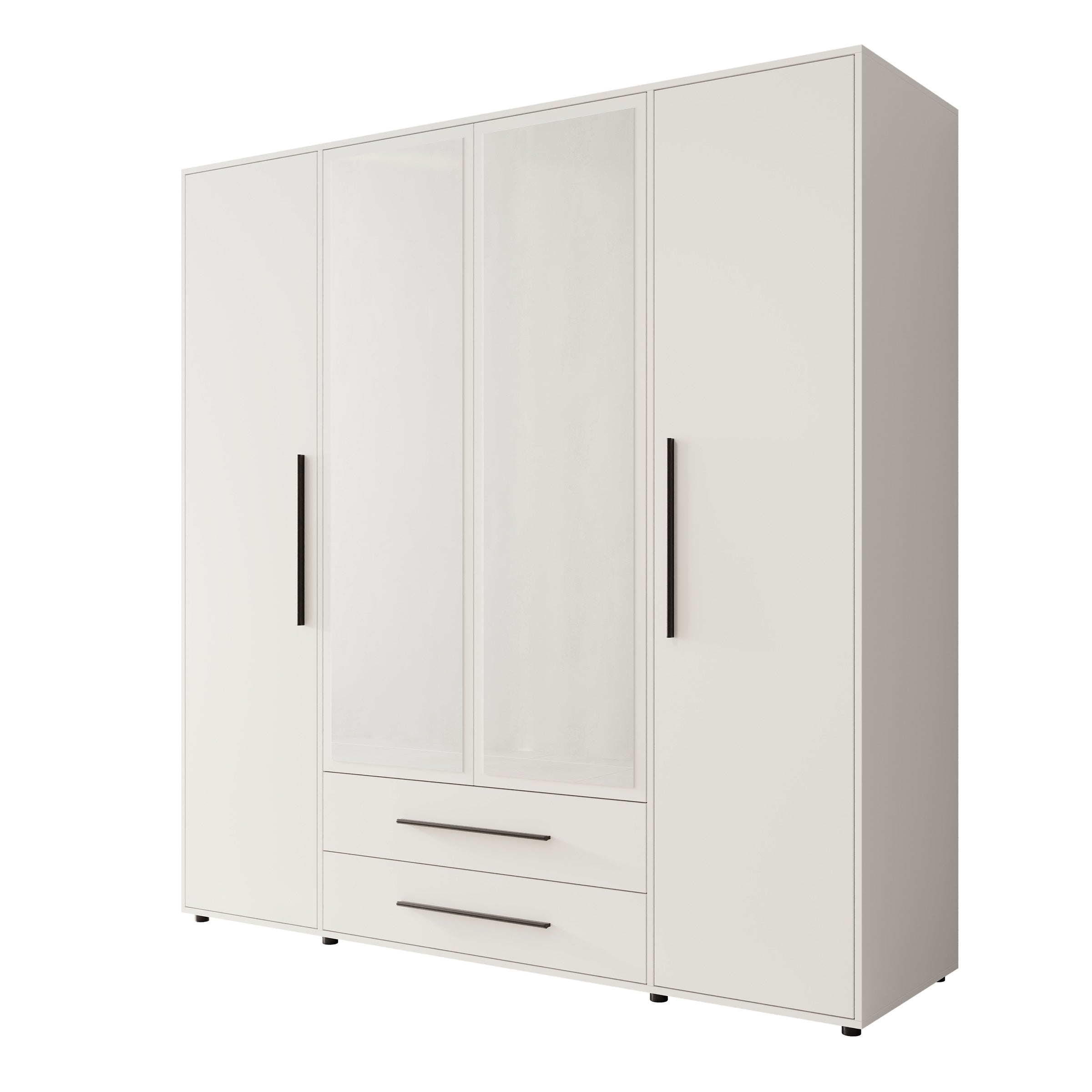 Montalo - Kledingkast 4-deurs - Wit - 198x59x206 cm