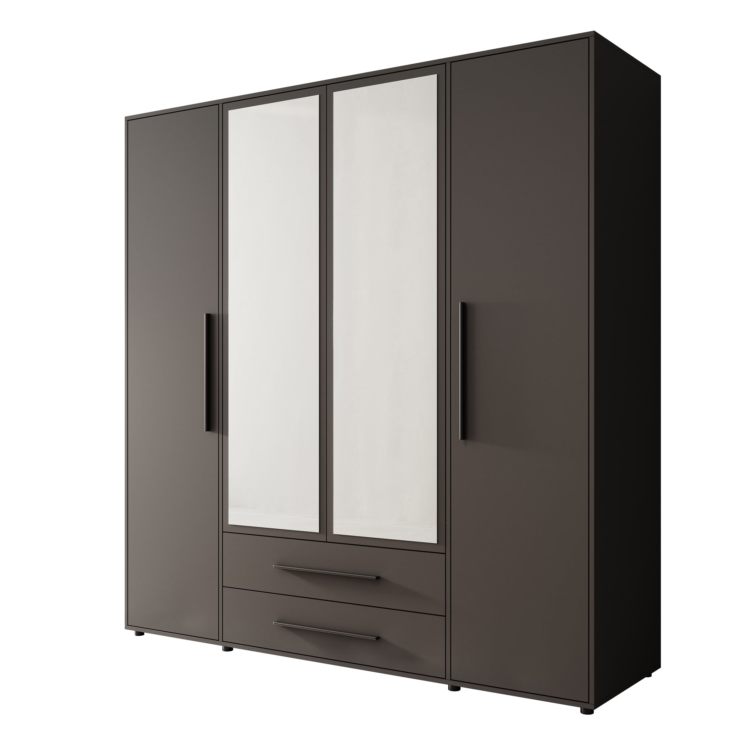 Montalo - Kledingkast 4-deurs - Zwart - 198x59x206 cm