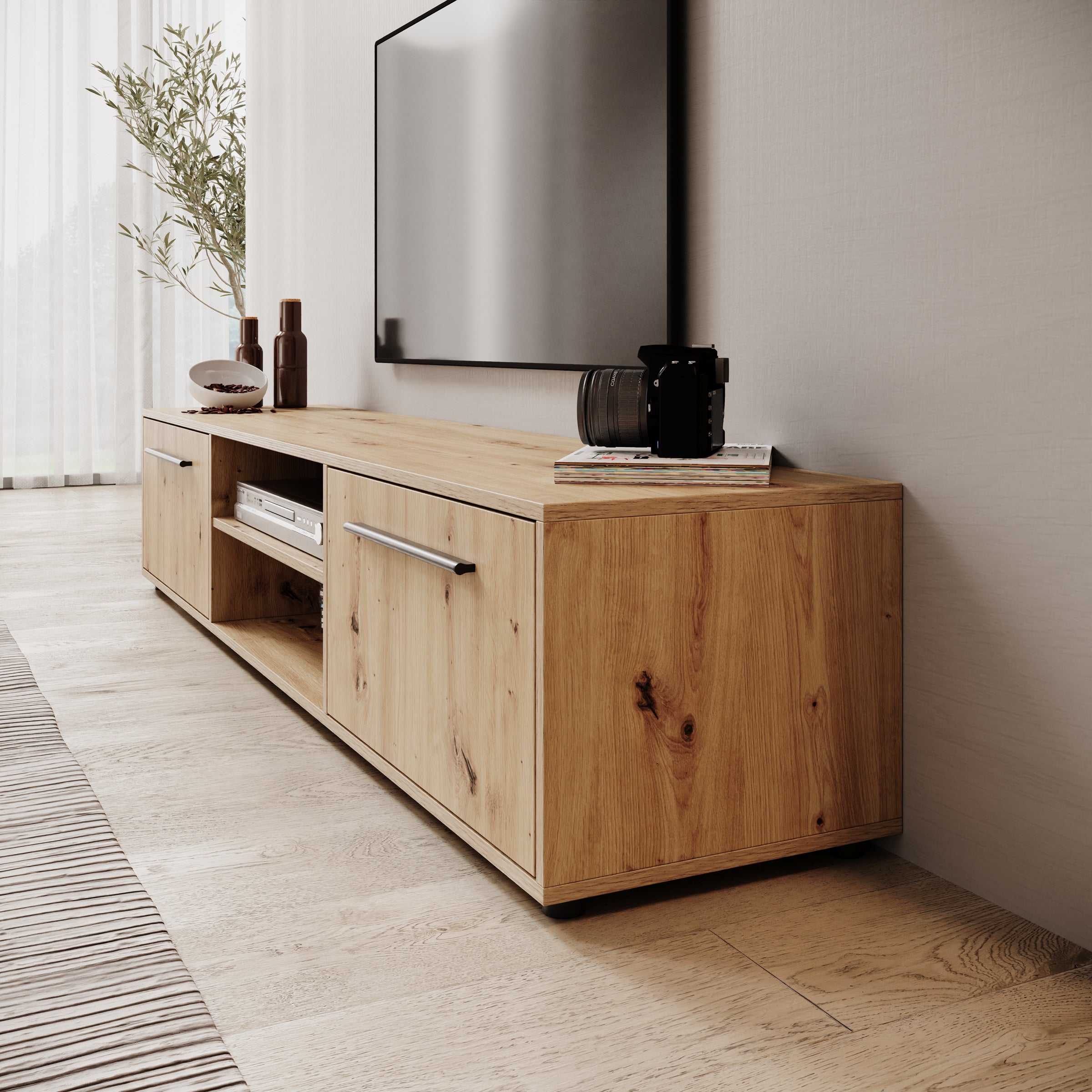 Montalo - TV-Meubel - Eikenpatroon - 190x40x38 cm