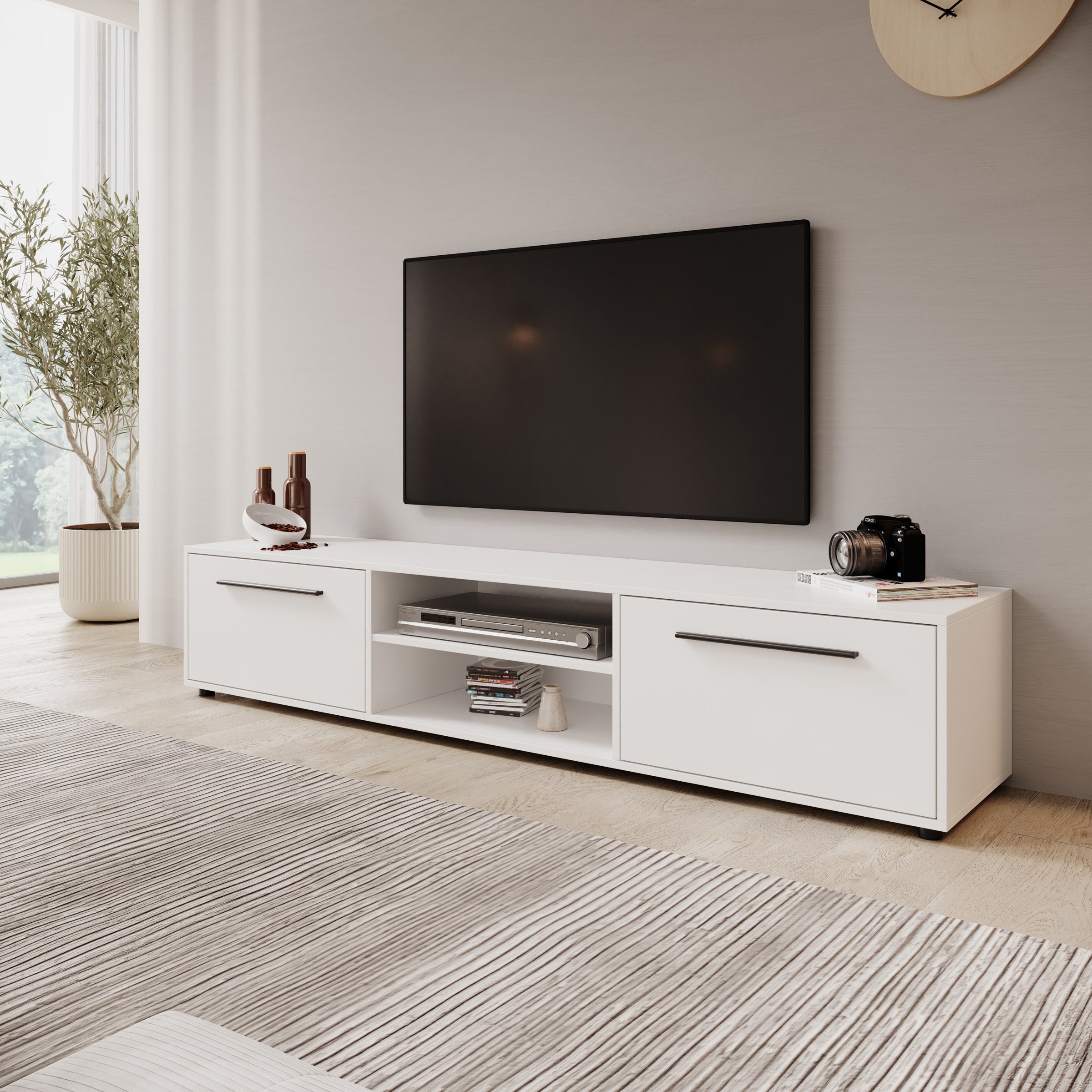 Montalo - TV-Meubel - Wit - 190x40x38 cm