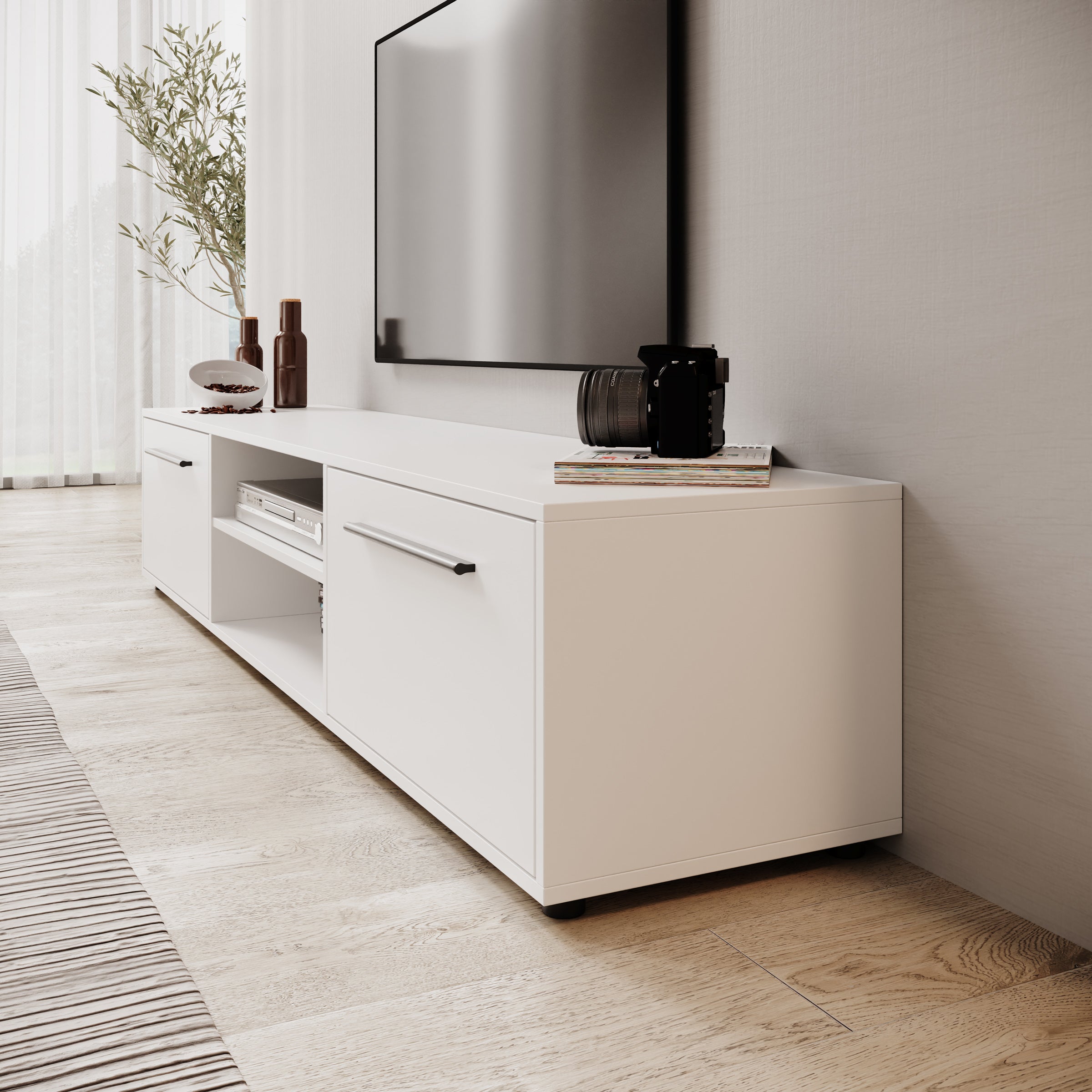 Montalo - TV-Meubel - Wit - 190x40x38 cm