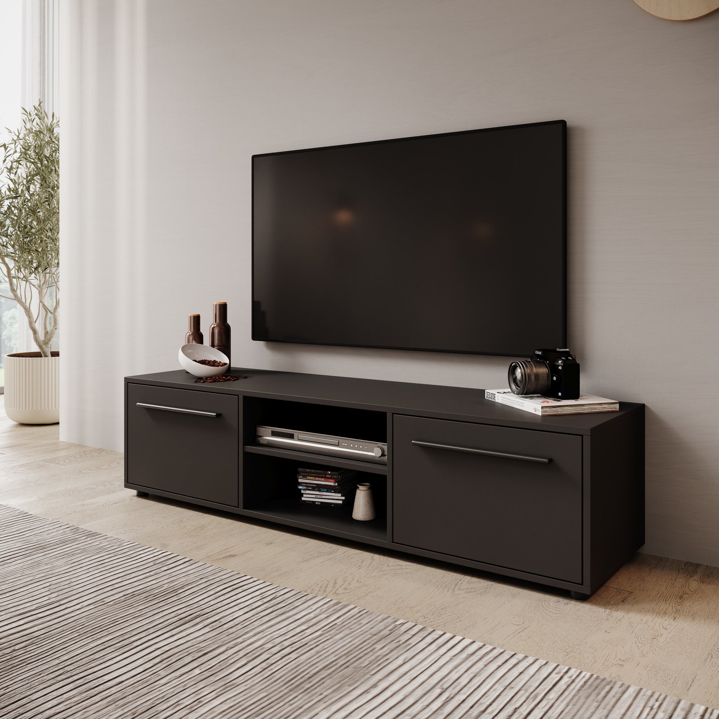 Montalo - TV-Meubel - Zwart - 150x40x38 cm
