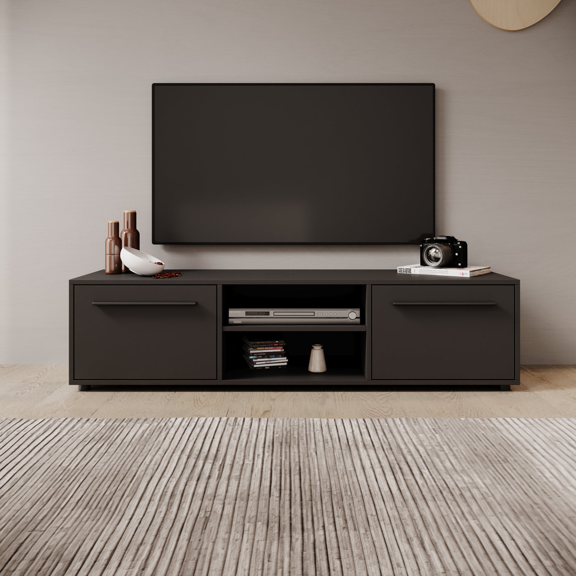 Montalo - TV-Meubel - Zwart - 150x40x38 cm