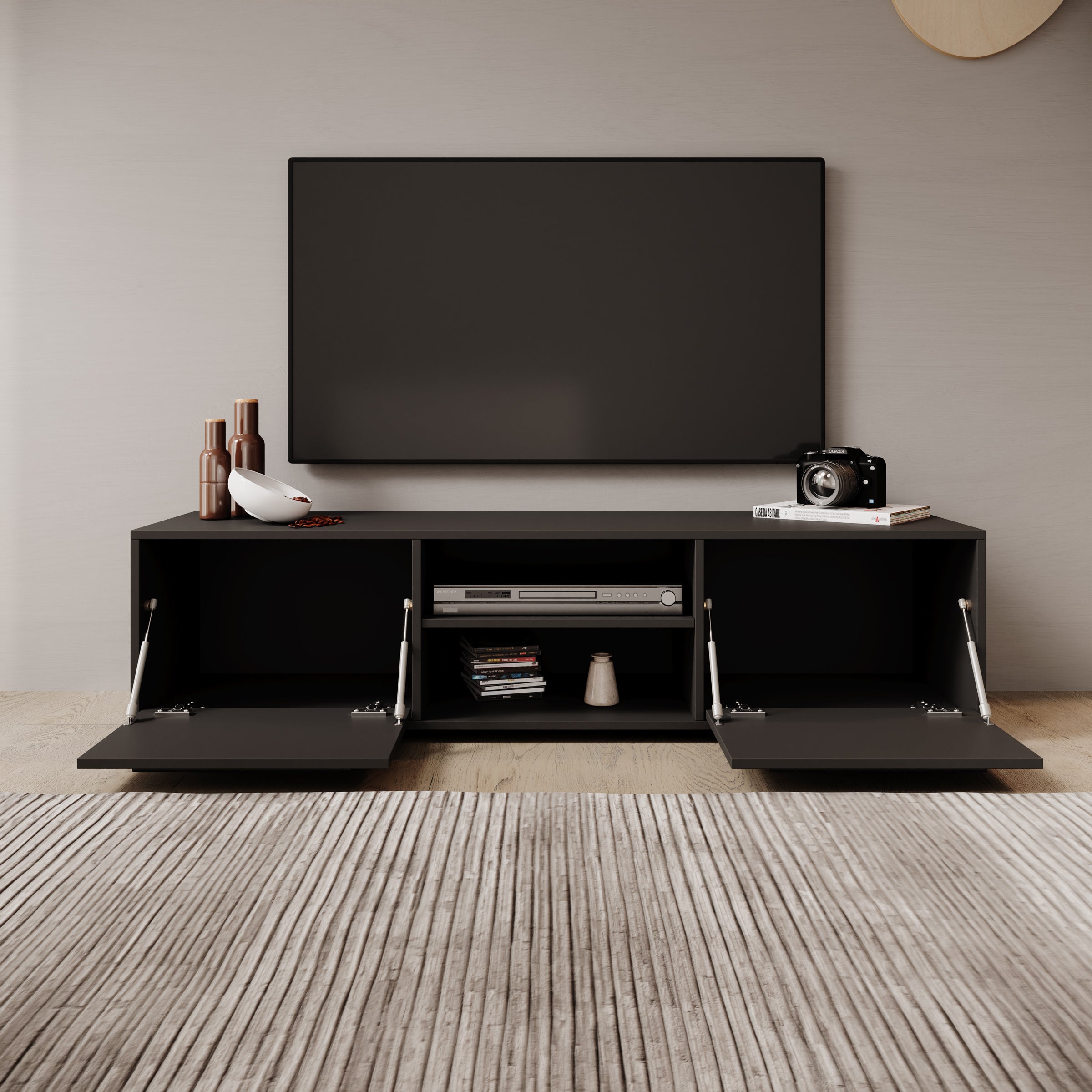 Montalo - TV-Meubel - Zwart - 150x40x38 cm