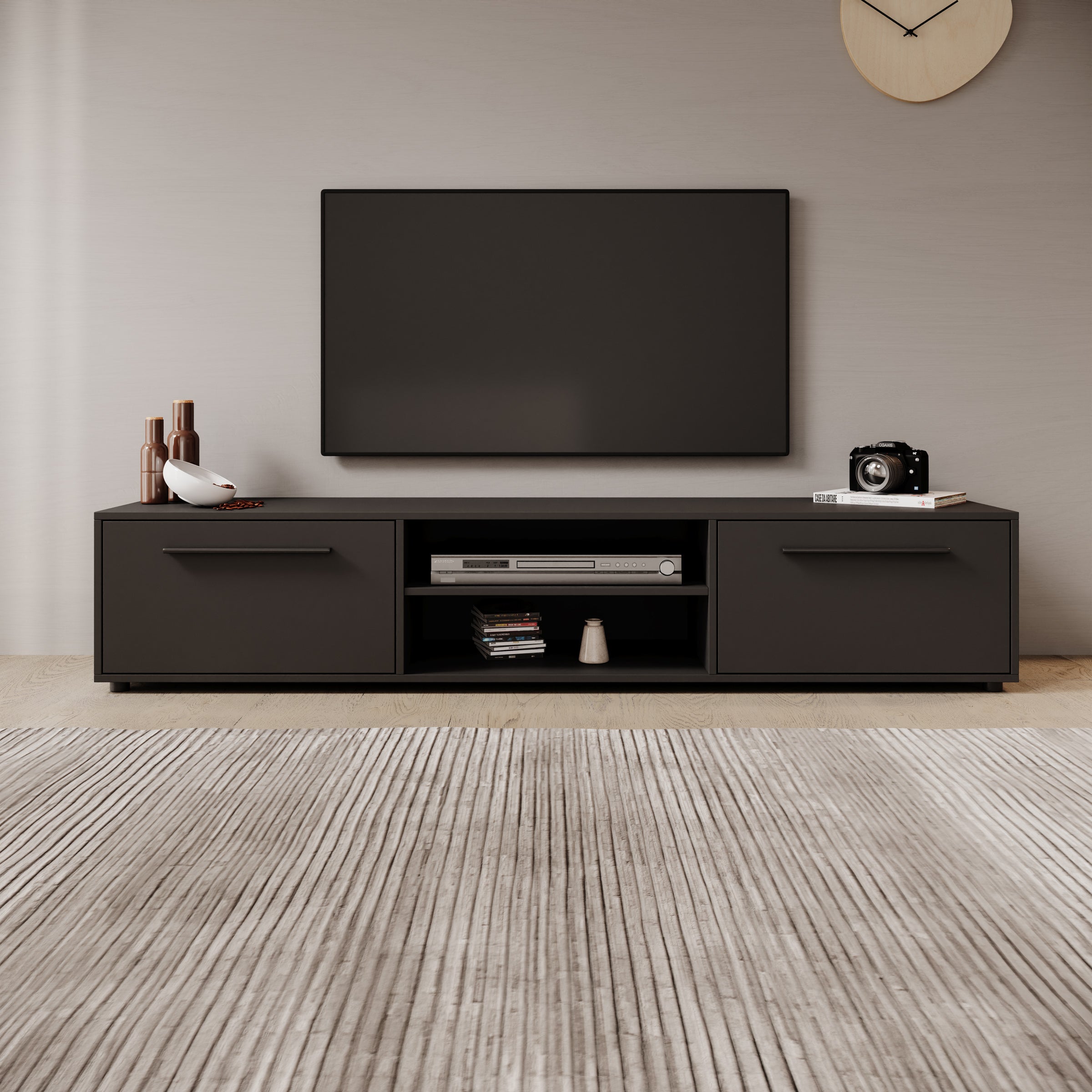 Montalo - TV-Meubel - Zwart - 190x40x38 cm