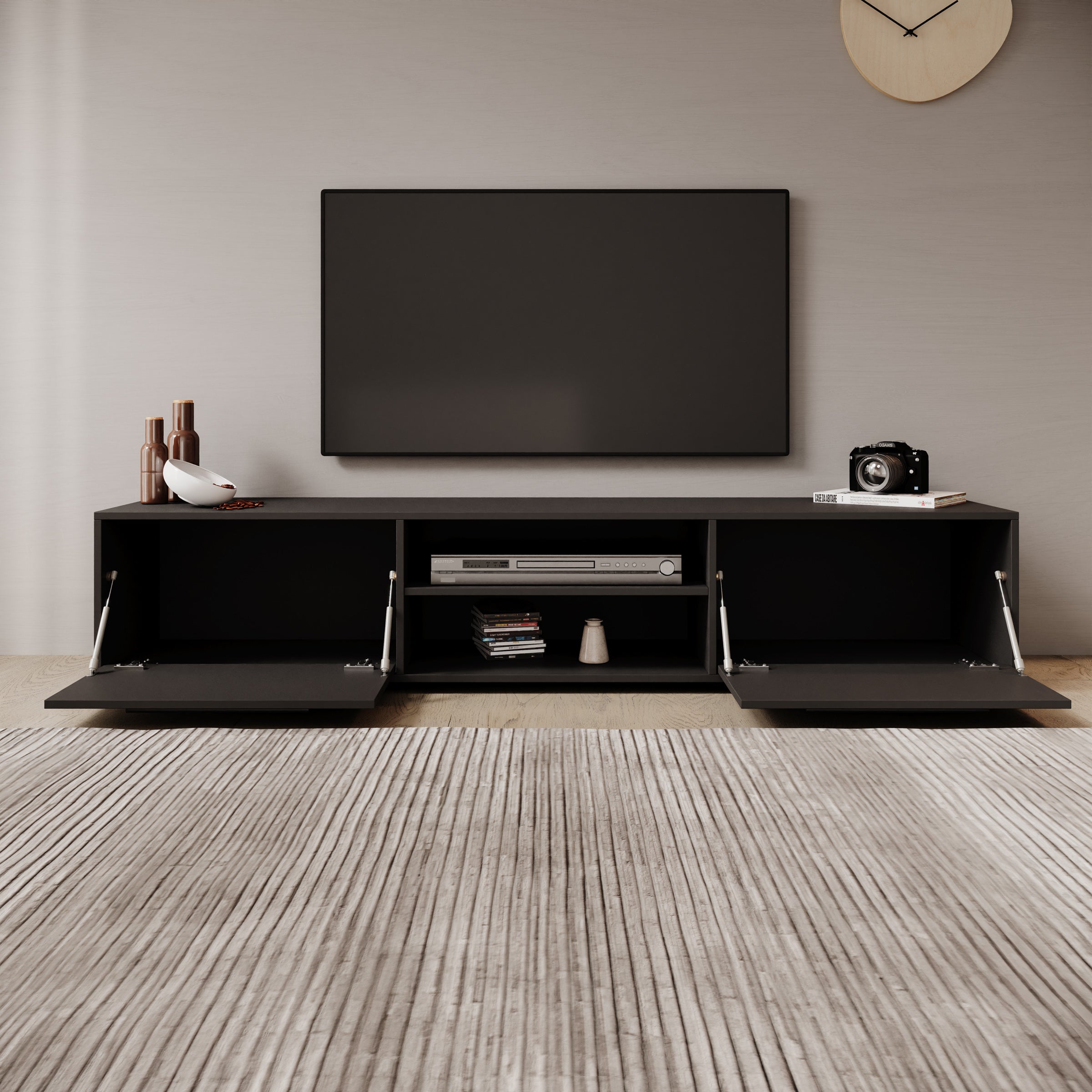 Montalo - TV-Meubel - Zwart - 190x40x38 cm