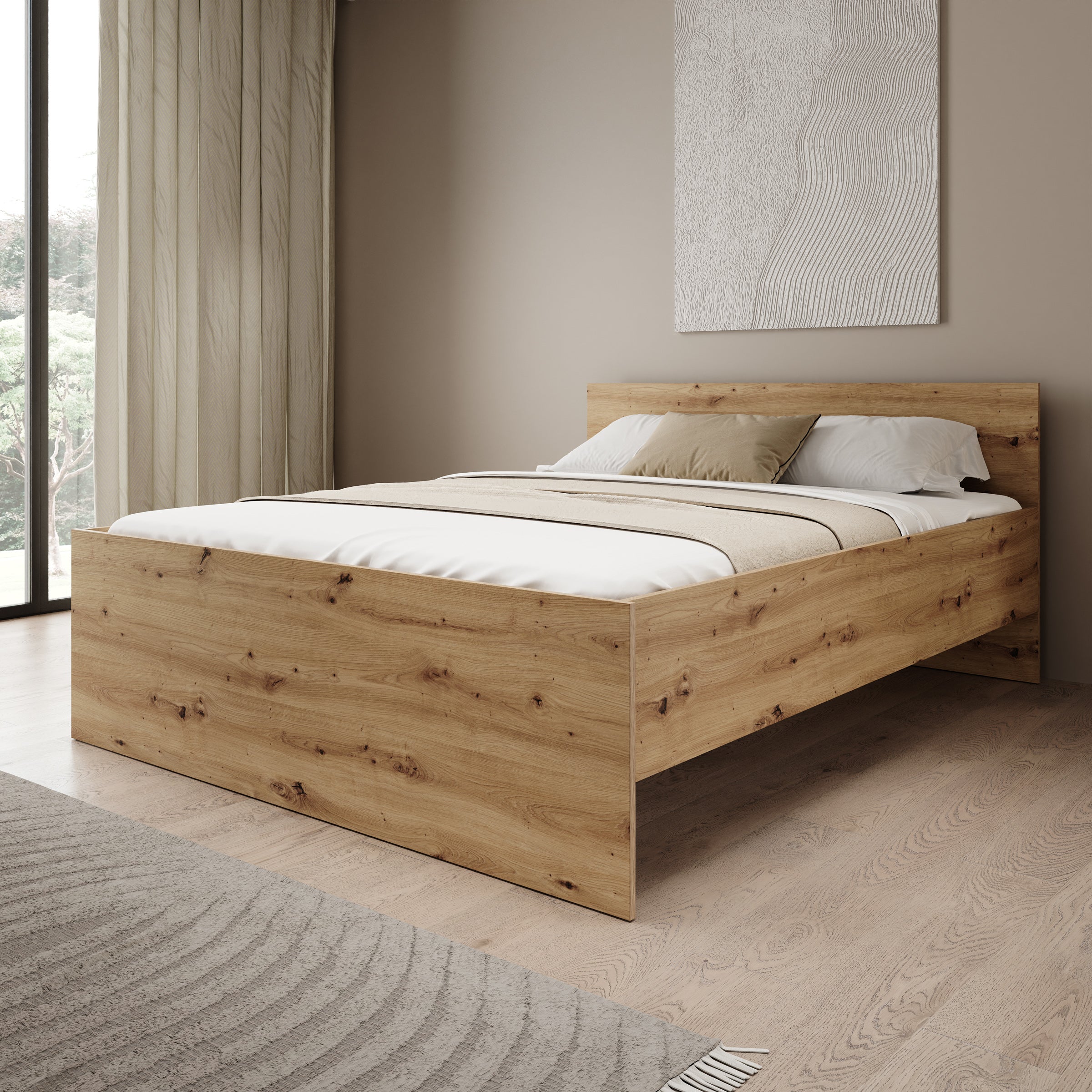 Montalo - Tweepersoonsbed - Eikenpatroon - 160x200 cm