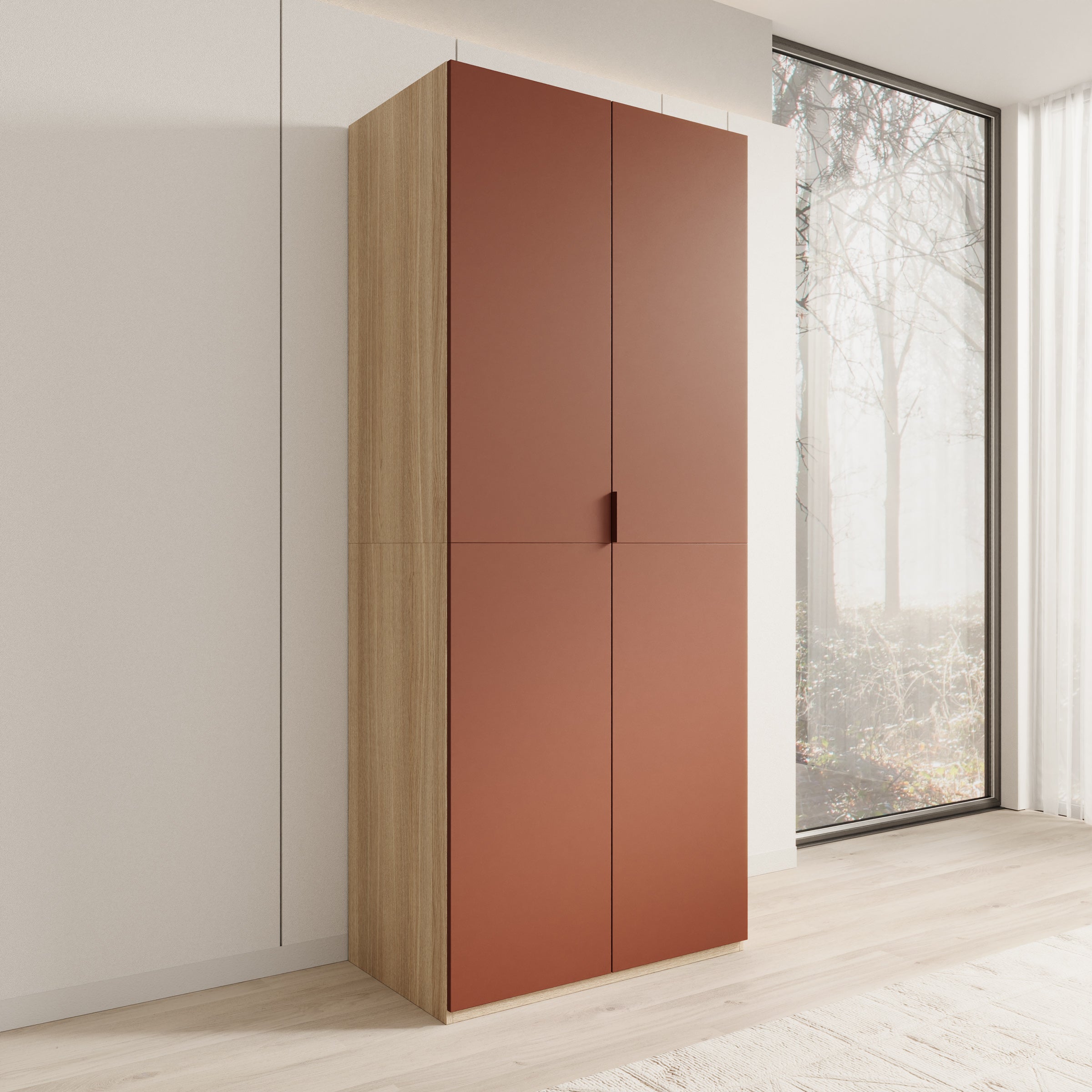 Montclair - Kledingkast 2-deurs - Terracotta/Eikenpatroon - 90x53x215 cm