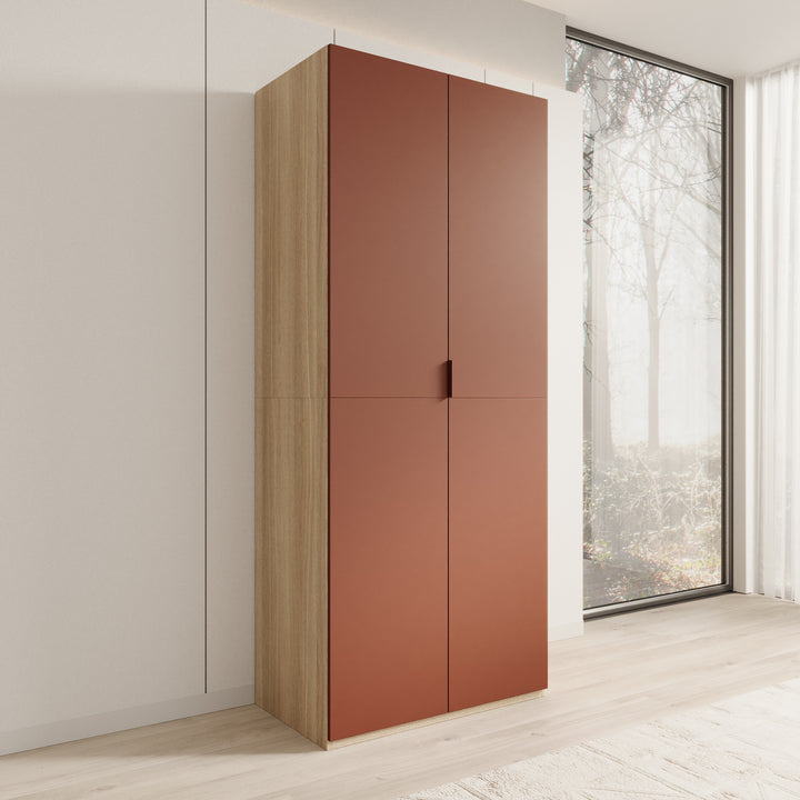 Montclair - Kledingkast 2-deurs - Terracotta/Eikenpatroon - 90x53x215 cm