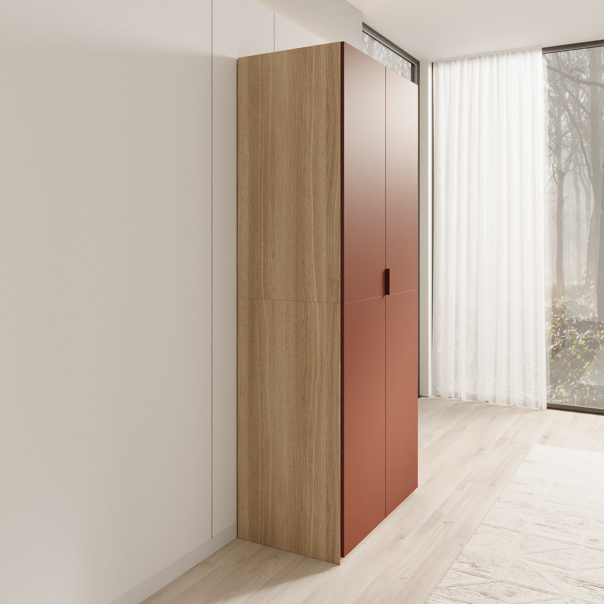 Montclair - Kledingkast 2-deurs - Terracotta/Eikenpatroon - 90x53x215 cm