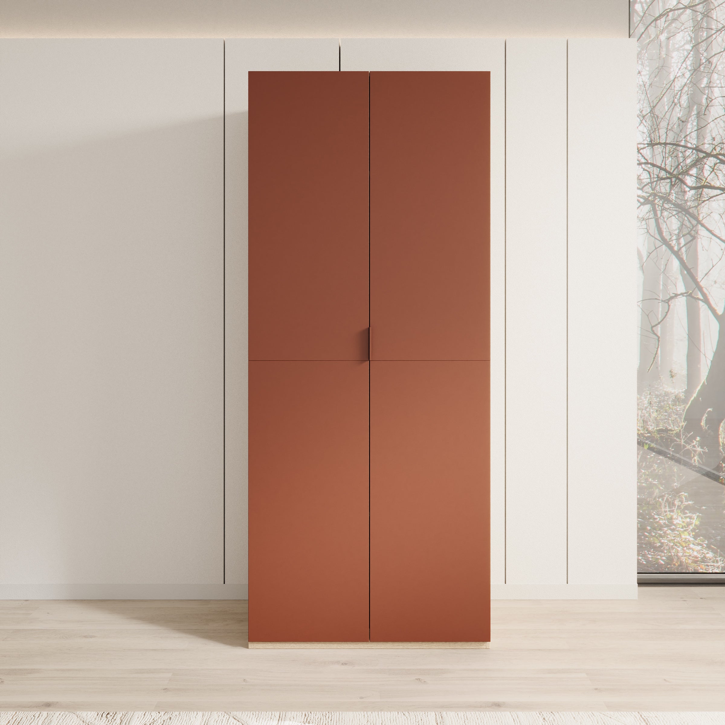 Montclair - Kledingkast 2-deurs - Terracotta/Eikenpatroon - 90x53x215 cm