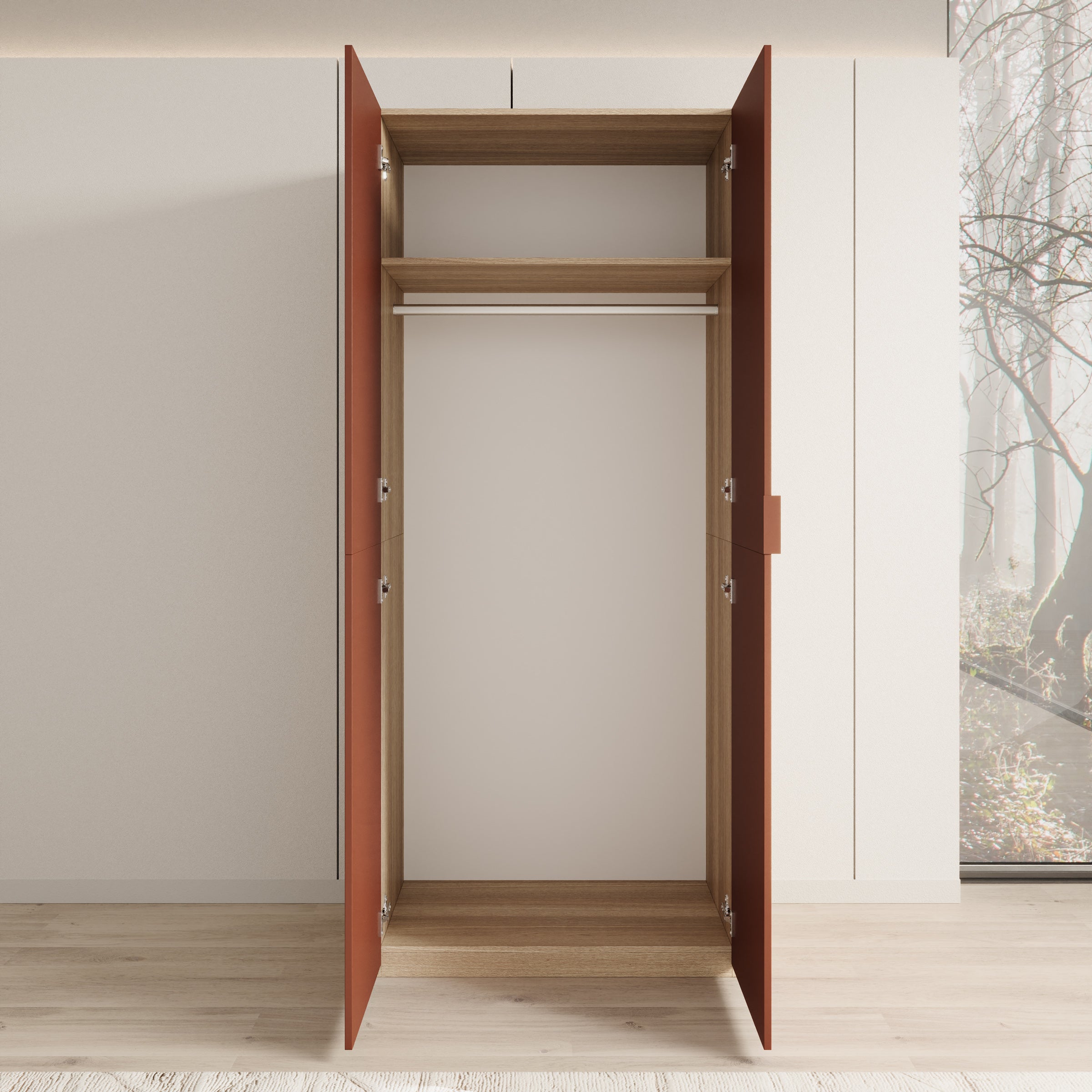 Montclair - Kledingkast 2-deurs - Terracotta/Eikenpatroon - 90x53x215 cm