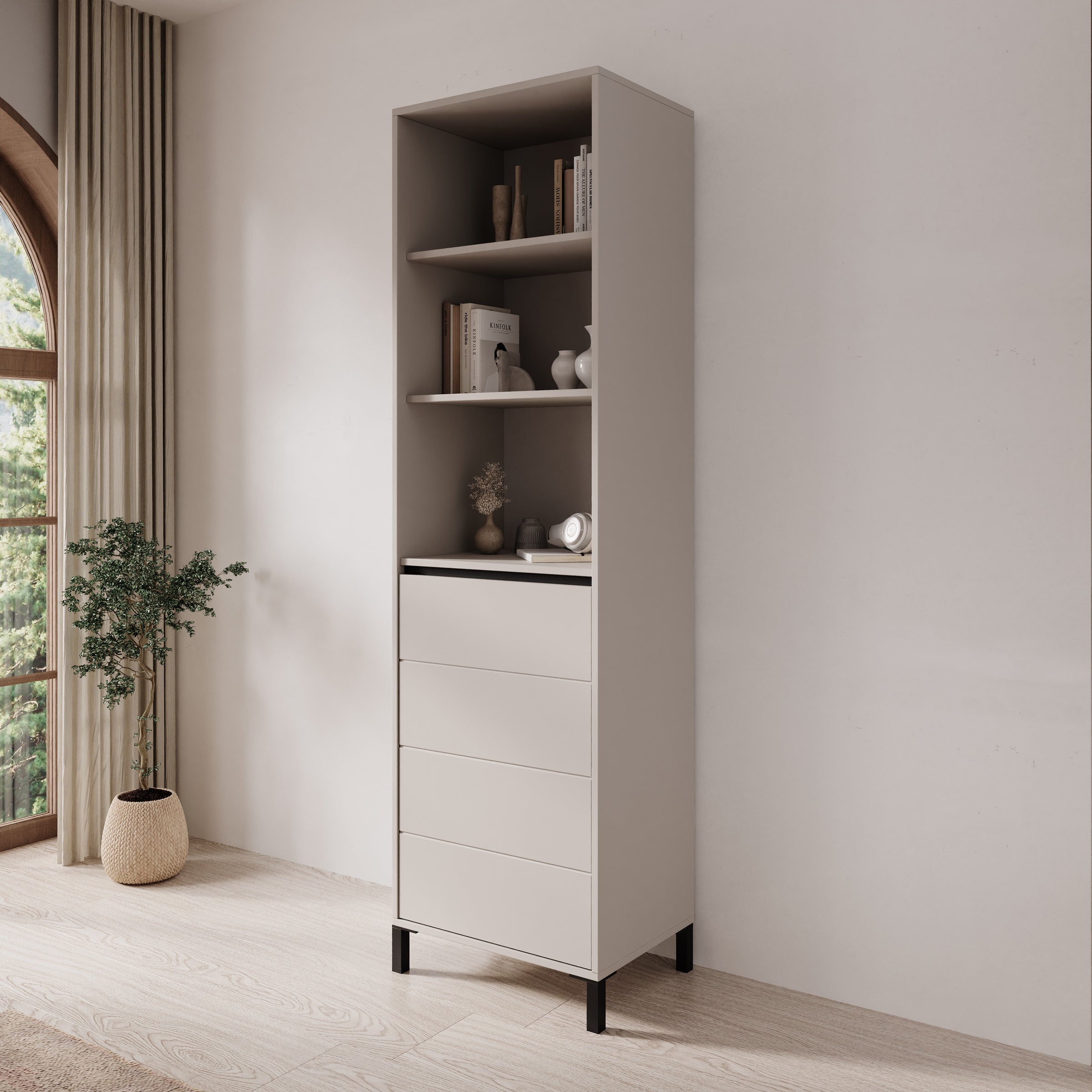 Montellini - Boekenkast - Beige - 55x40x193 cm