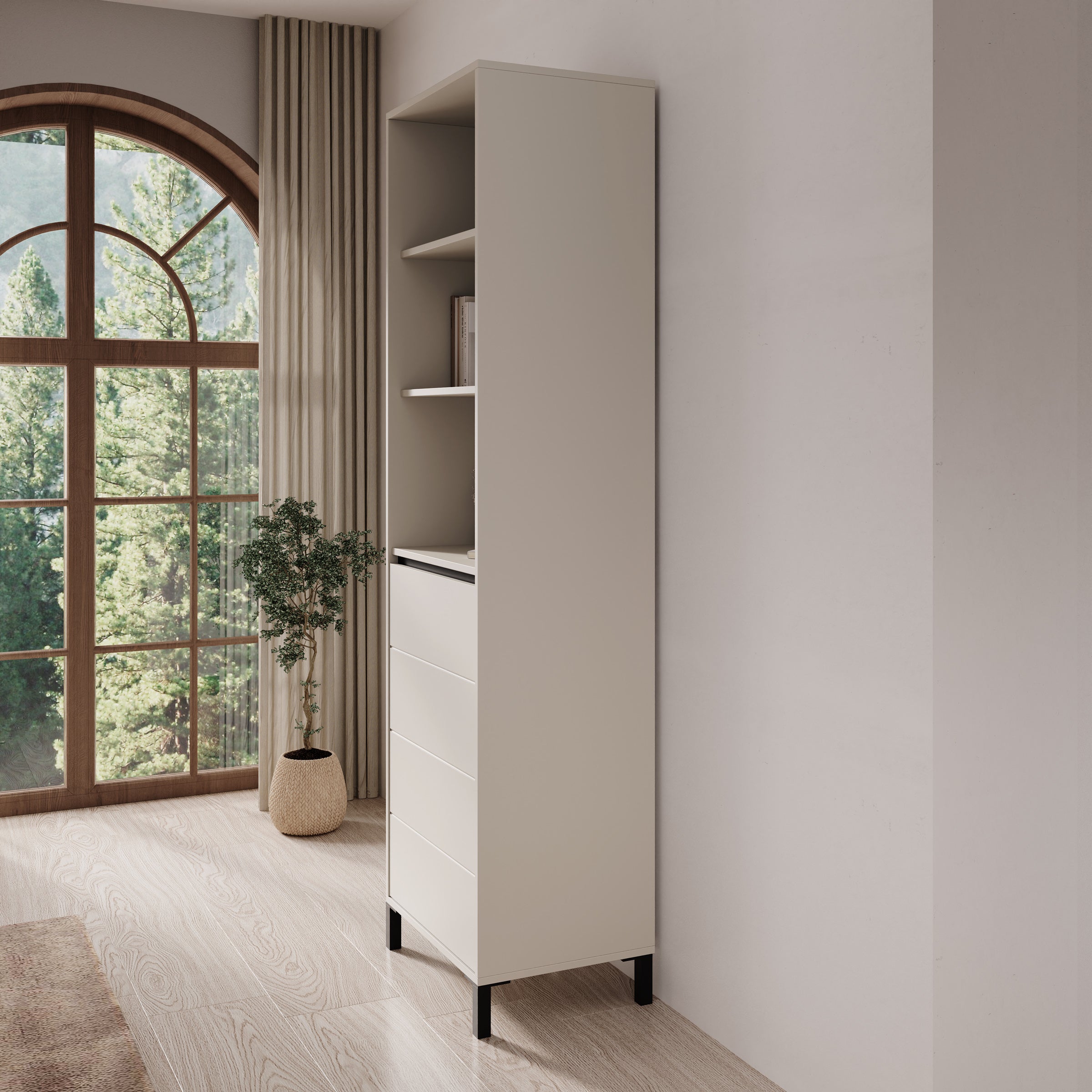 Montellini - Boekenkast - Beige - 55x40x193 cm