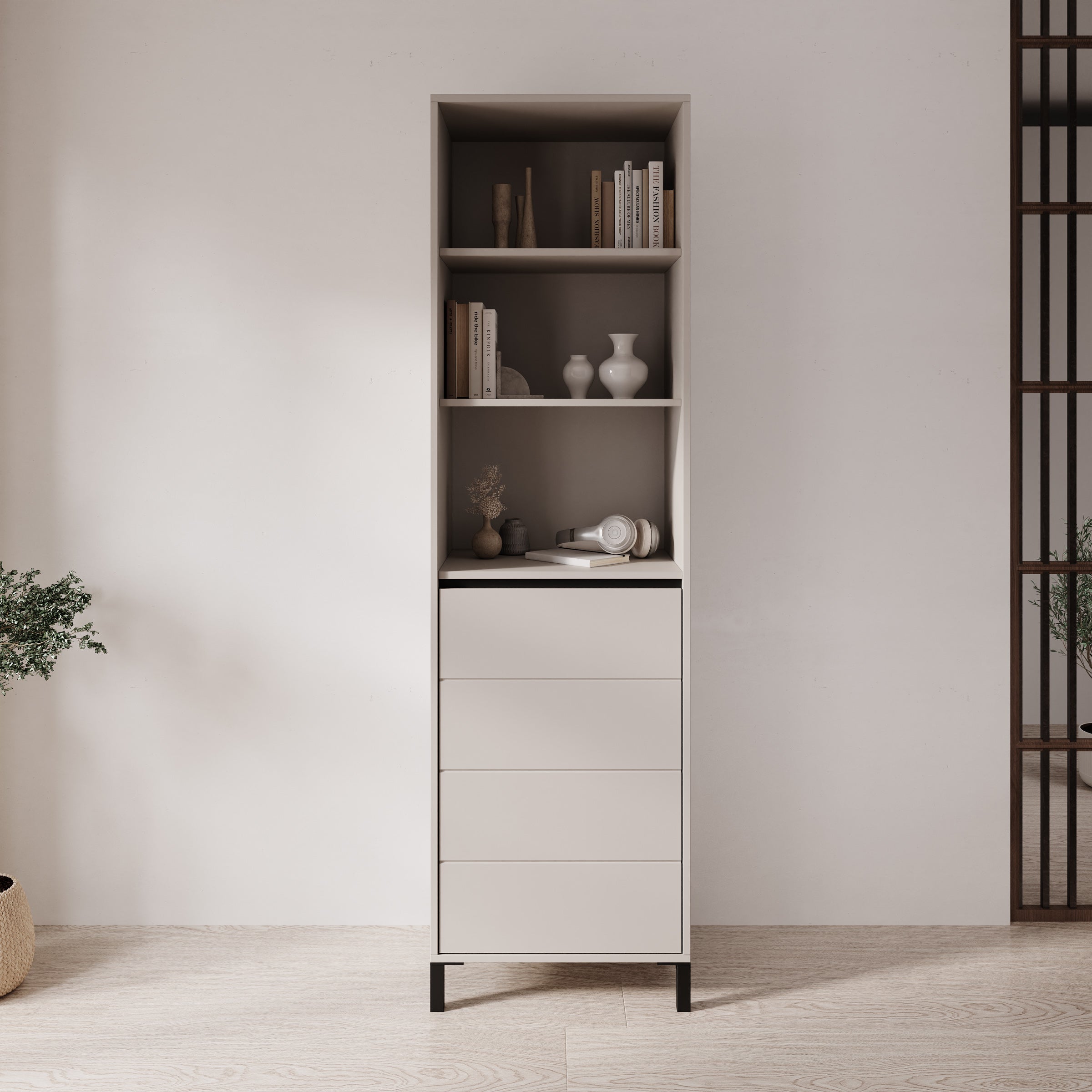 Montellini - Boekenkast - Beige - 55x40x193 cm