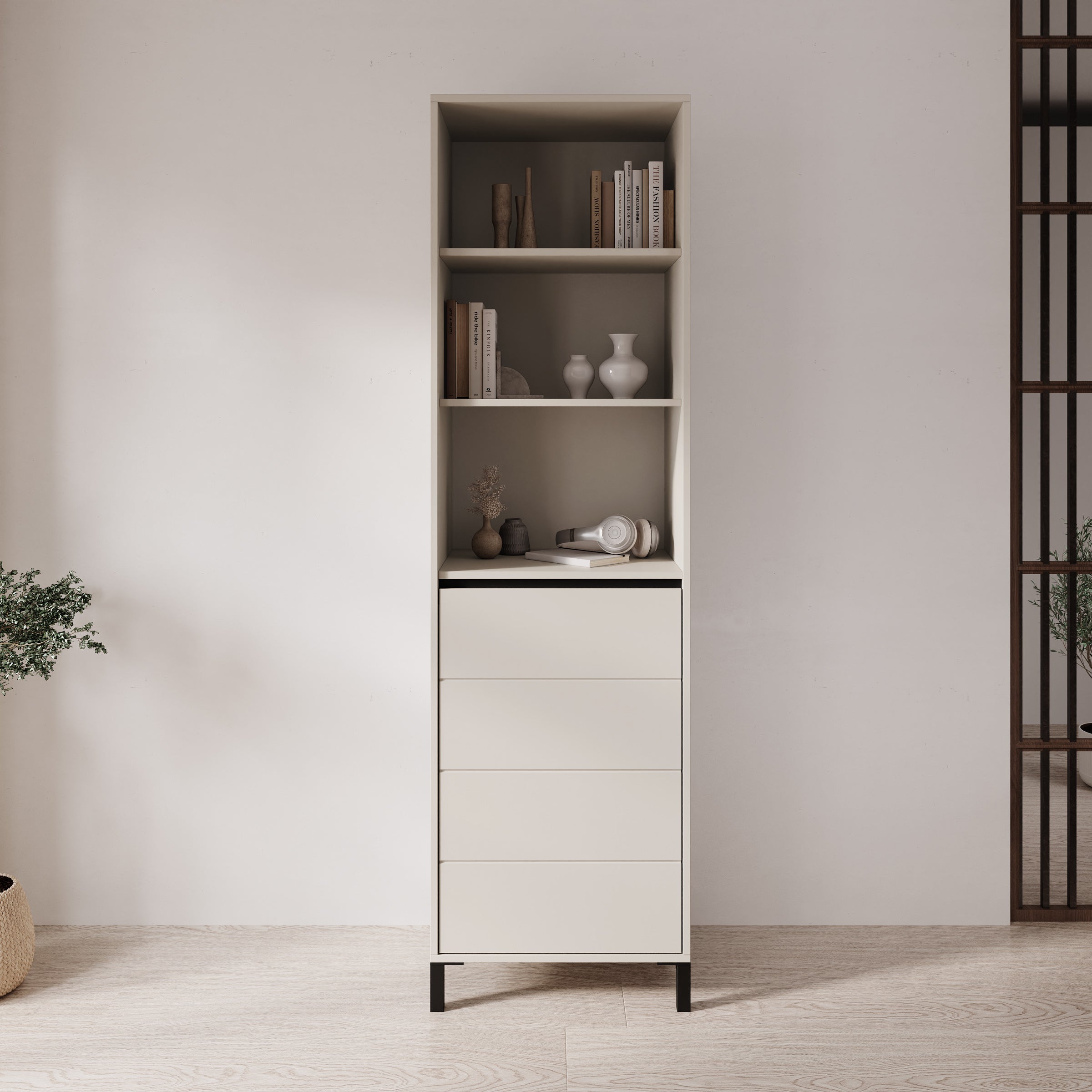 Montellini - Boekenkast - Beige - 55x40x193 cm