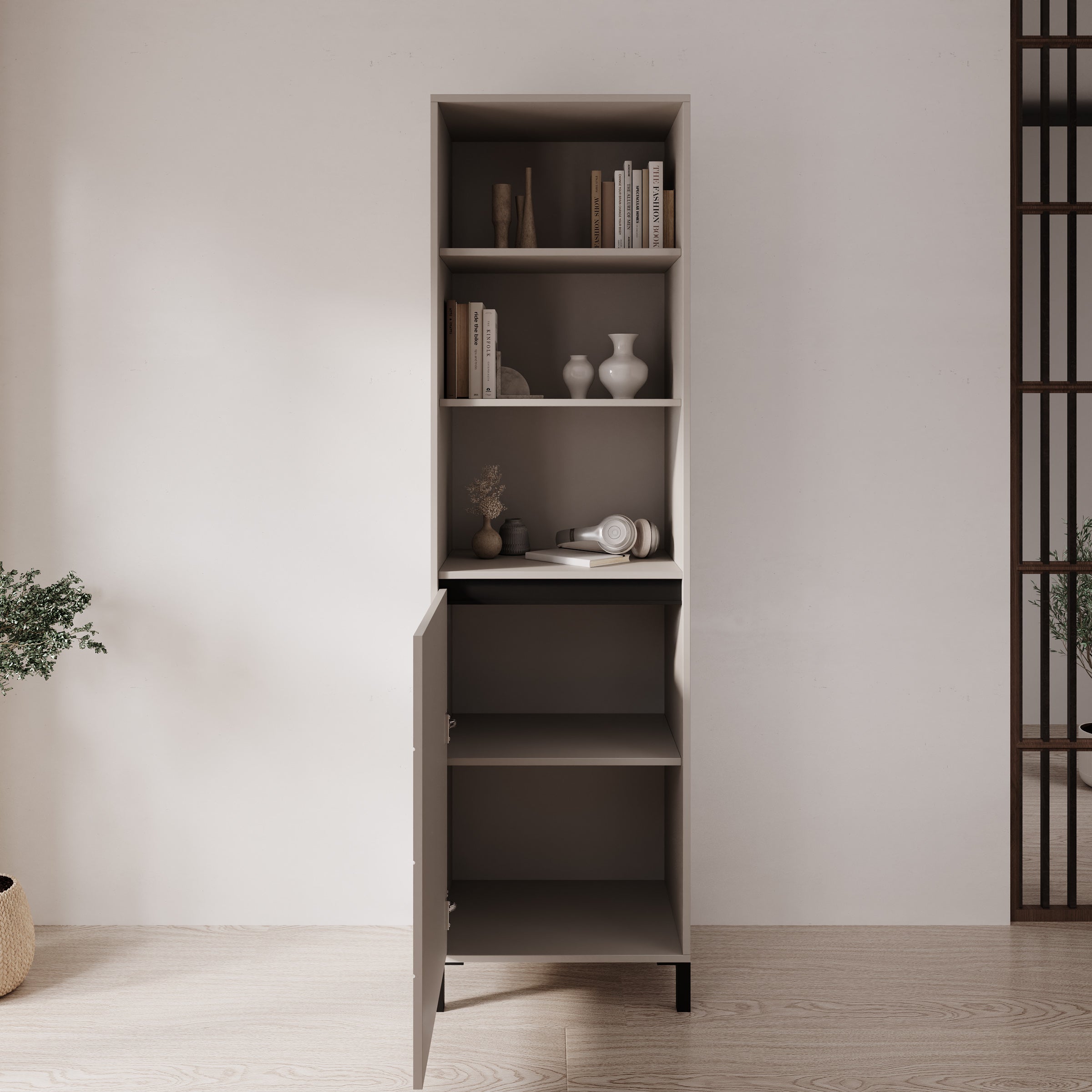 Montellini - Boekenkast - Beige - 55x40x193 cm