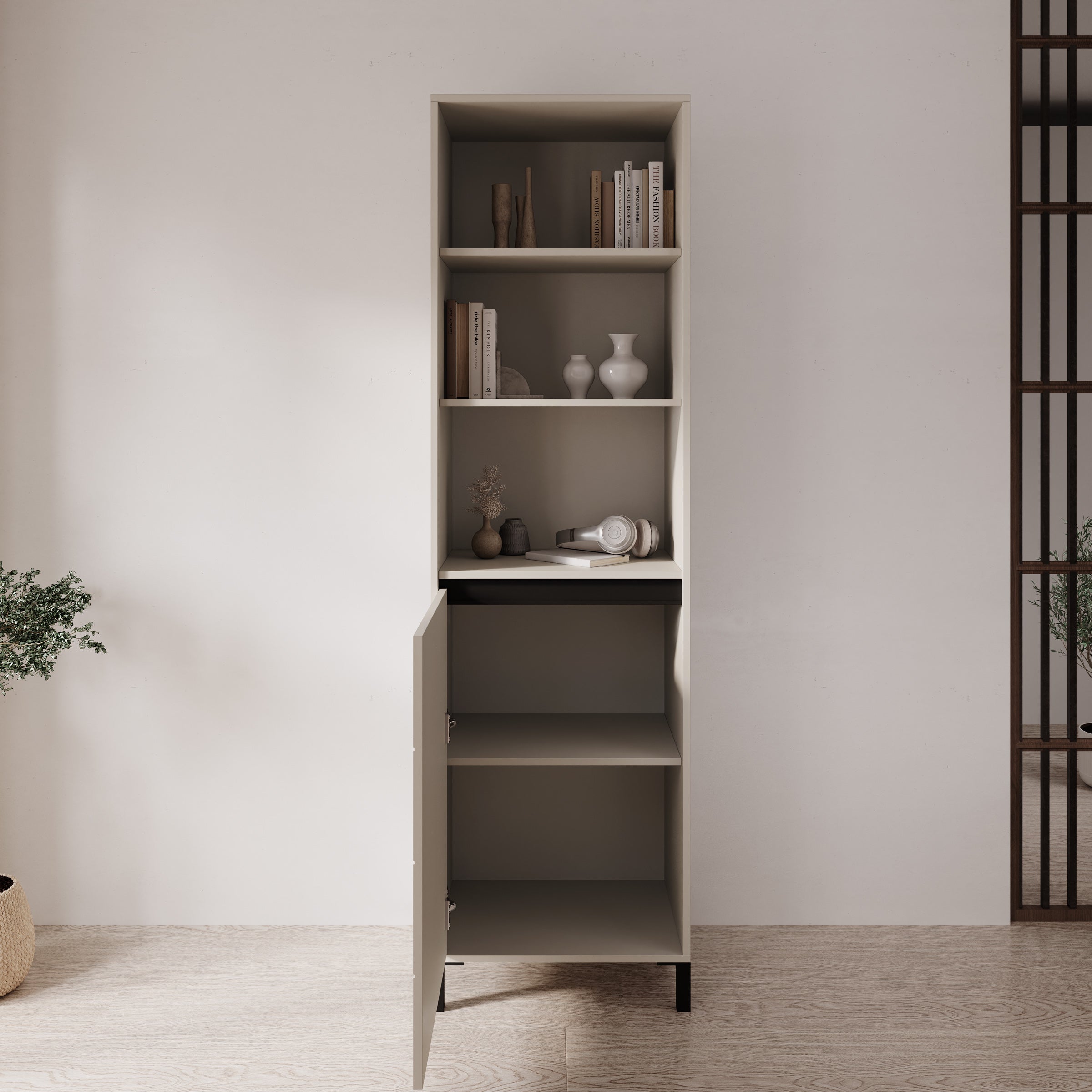 Montellini - Boekenkast - Beige - 55x40x193 cm