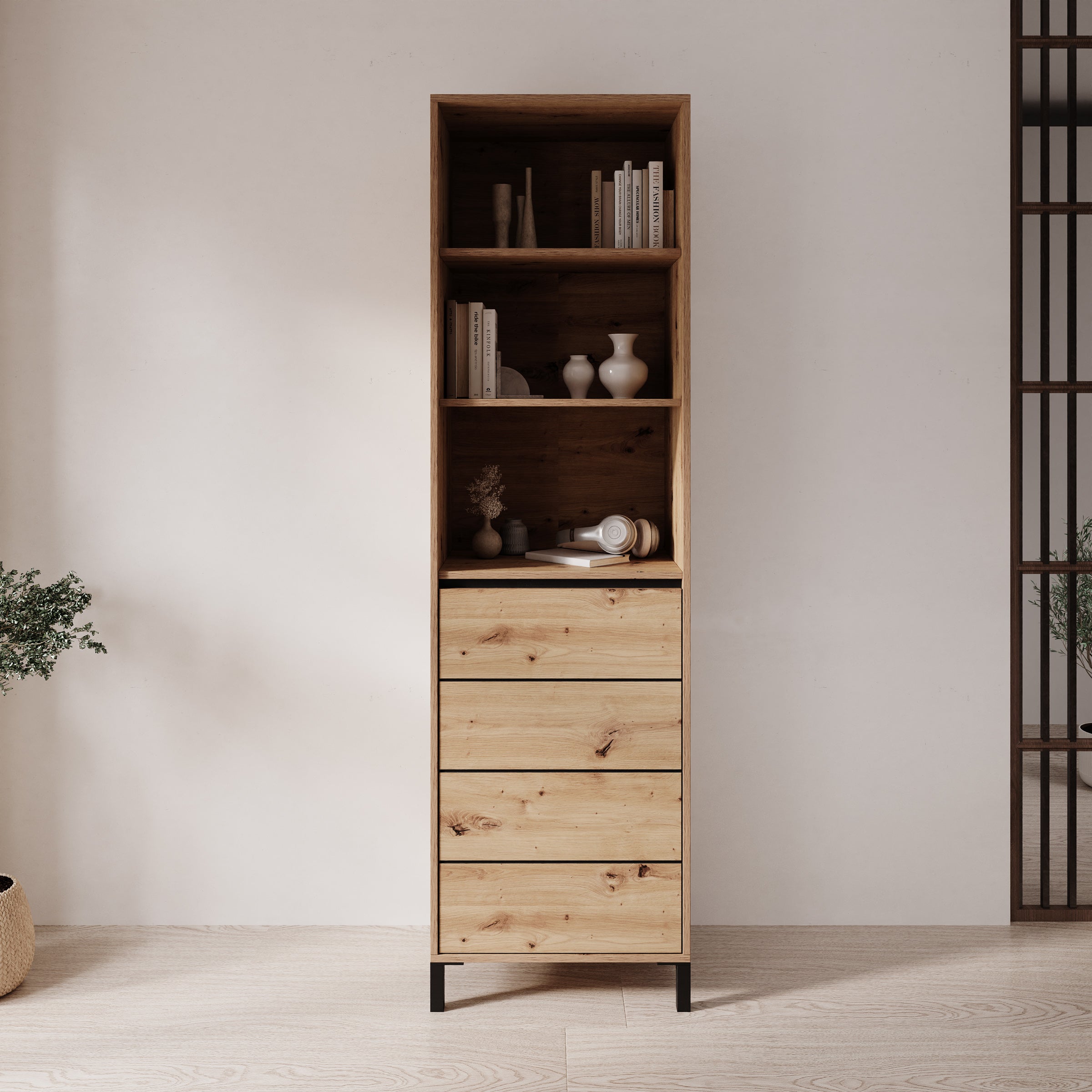 Montellini - Boekenkast - Eikenpatroon - 55x40x193 cm